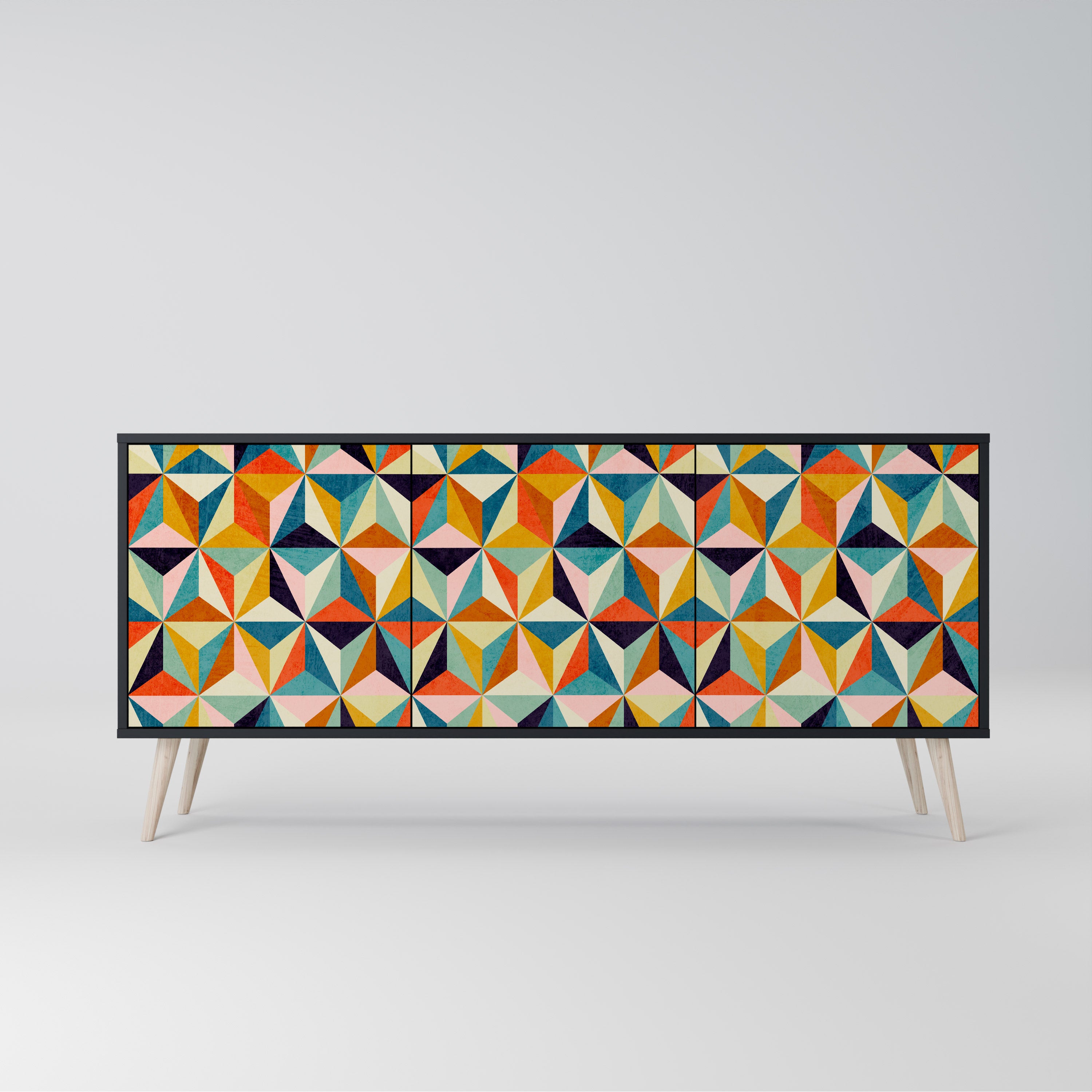 TESSELATE TREASURES 3-Door Sideboard in Black Finish
