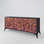 PAINTED SQUARES 3-Door Sideboard in Black Finish