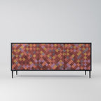 PAINTED SQUARES 3-Door Sideboard in Black Finish