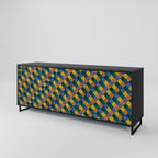 PAINTED SQUARES MIX 3-Door Sideboard in Black Finish