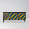 PAINTED SQUARES MIX 3-Door Sideboard in Black Finish