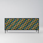 PAINTED SQUARES MIX 3-Door Sideboard in Black Finish