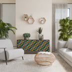 PAINTED SQUARES MIX 3-Door Sideboard in Black Finish