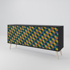 PAINTED SQUARES MIX 3-Door Sideboard in Black Finish