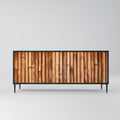 NATURAL WOOD 3-Door Sideboard in Black Finish