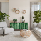 NATURAL GREEN 3-Door Sideboard in Black Finish