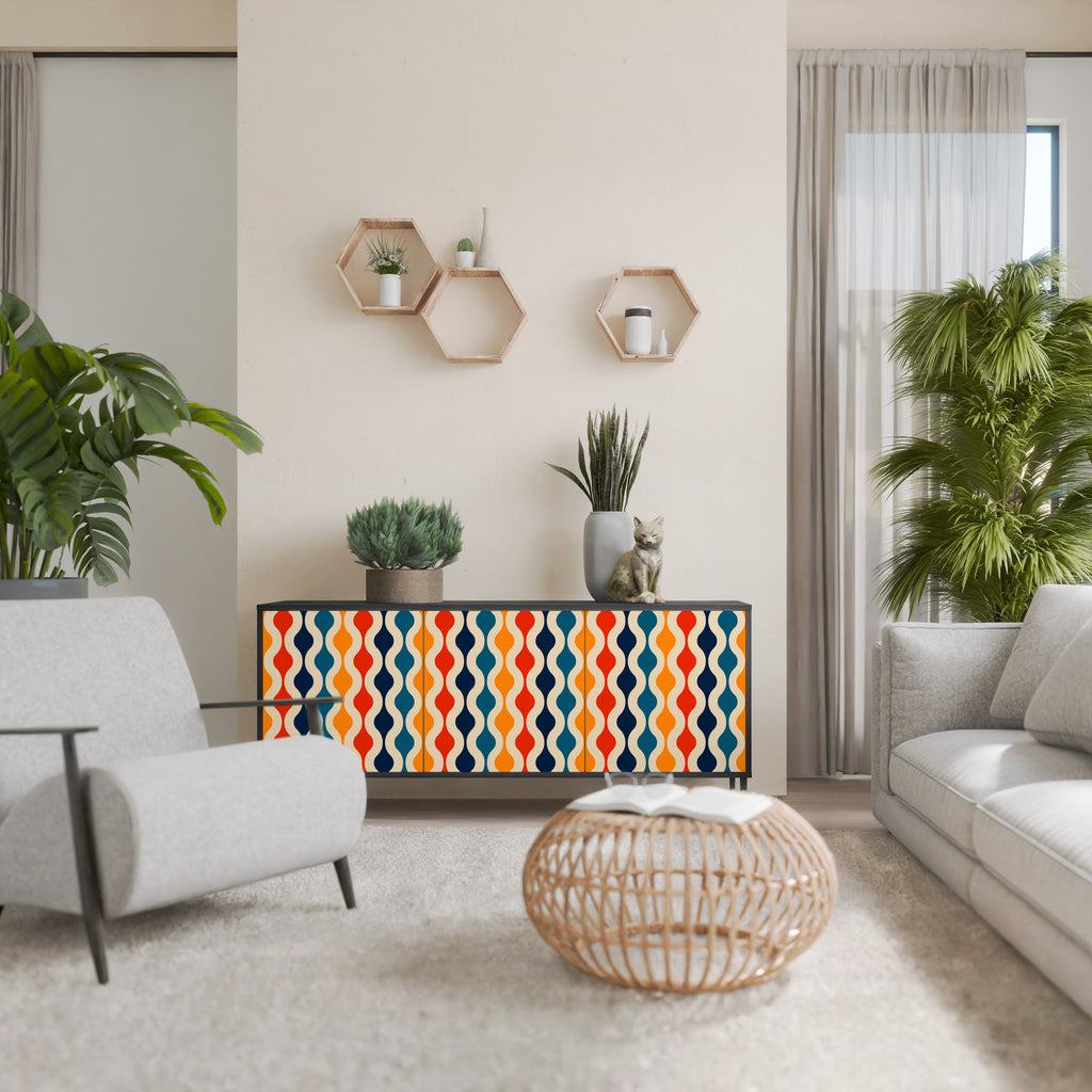 Aparador de 3 puertas NOSTALGIA COLORIDA en acabado negro