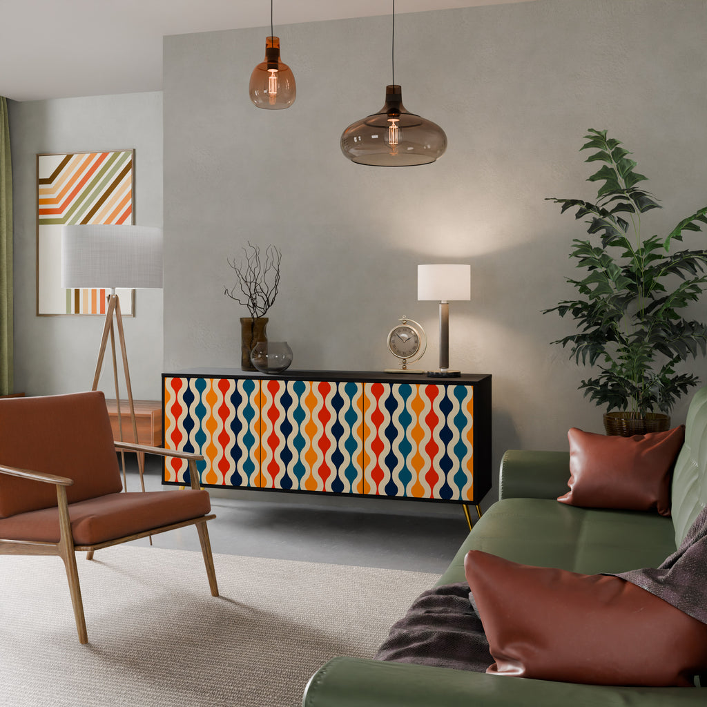 Aparador de 3 puertas NOSTALGIA COLORIDA en acabado negro