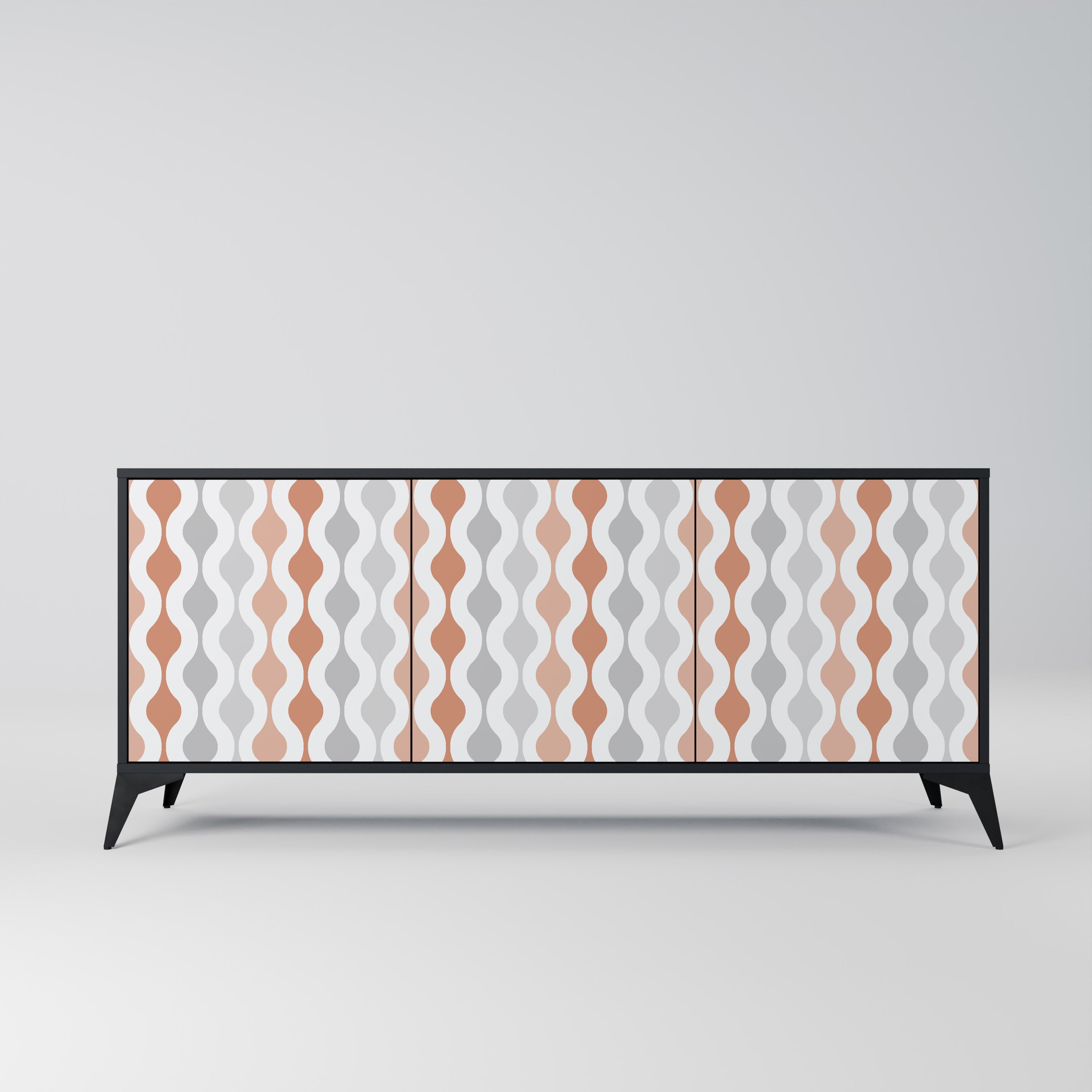 HAZY NOSTALGIA 3-Door Sideboard in Black Finish