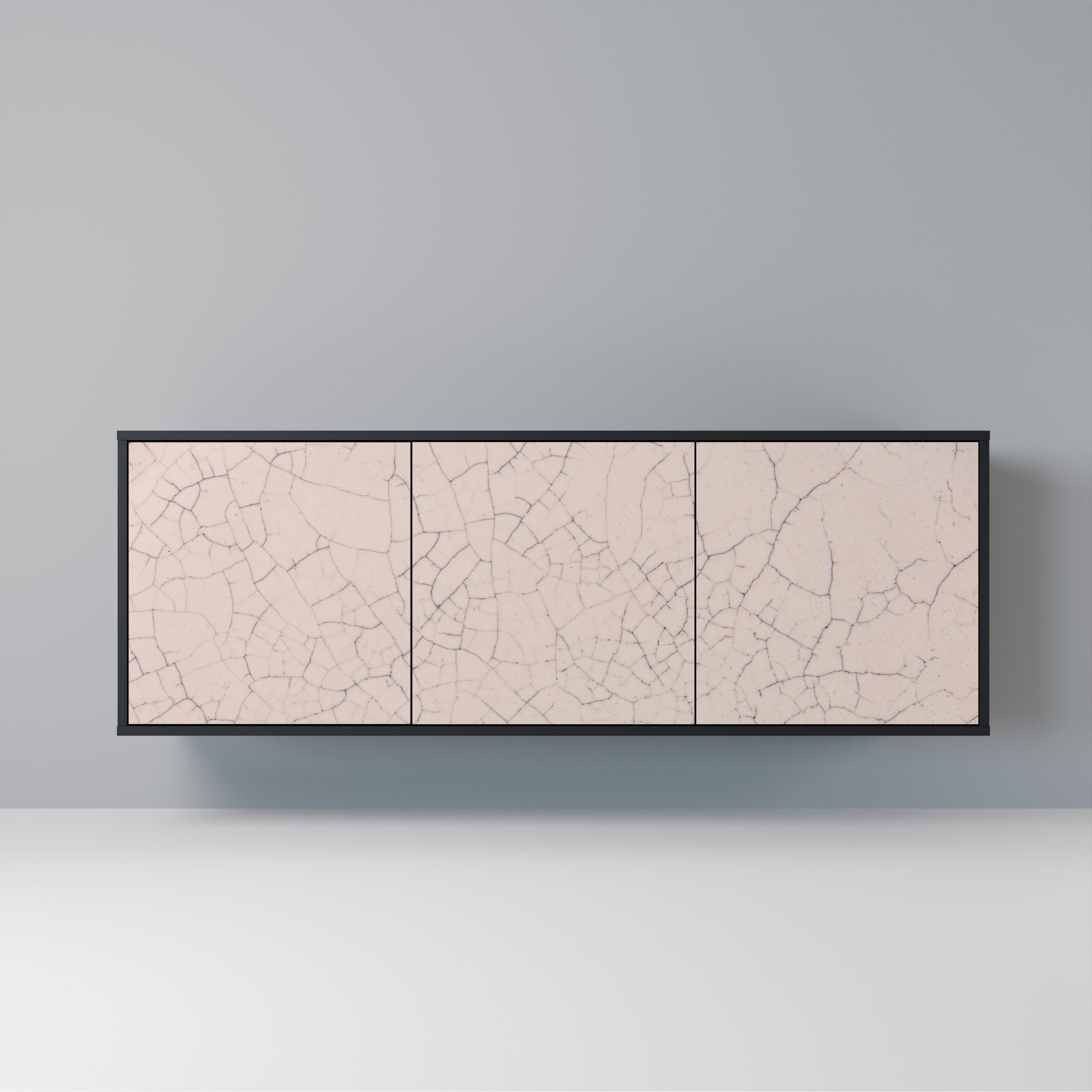 CERAMIC TEXTURE 3-Door Sideboard in Black Finish
