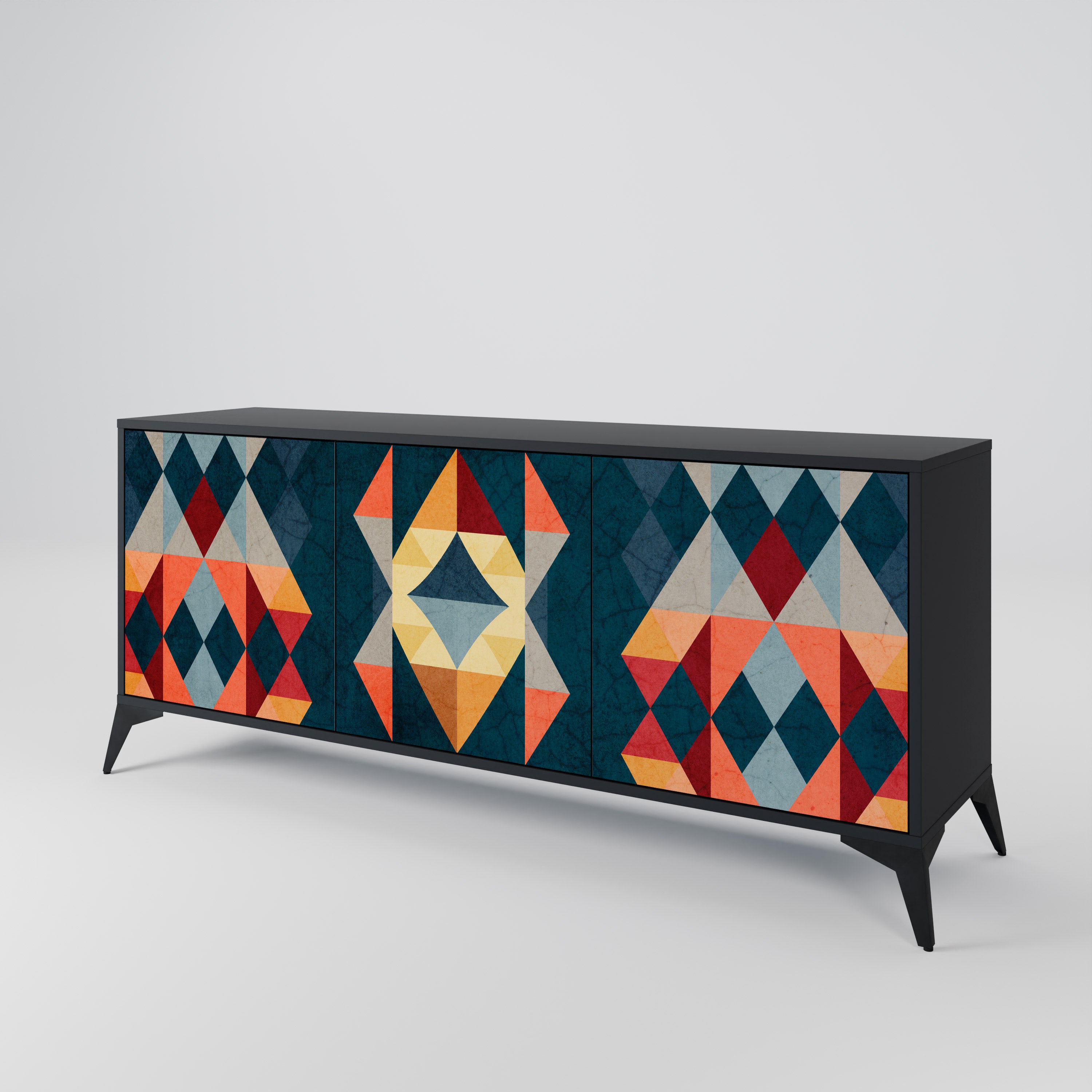 CRACKED ILLUSION 3-Door Sideboard in Black Finish