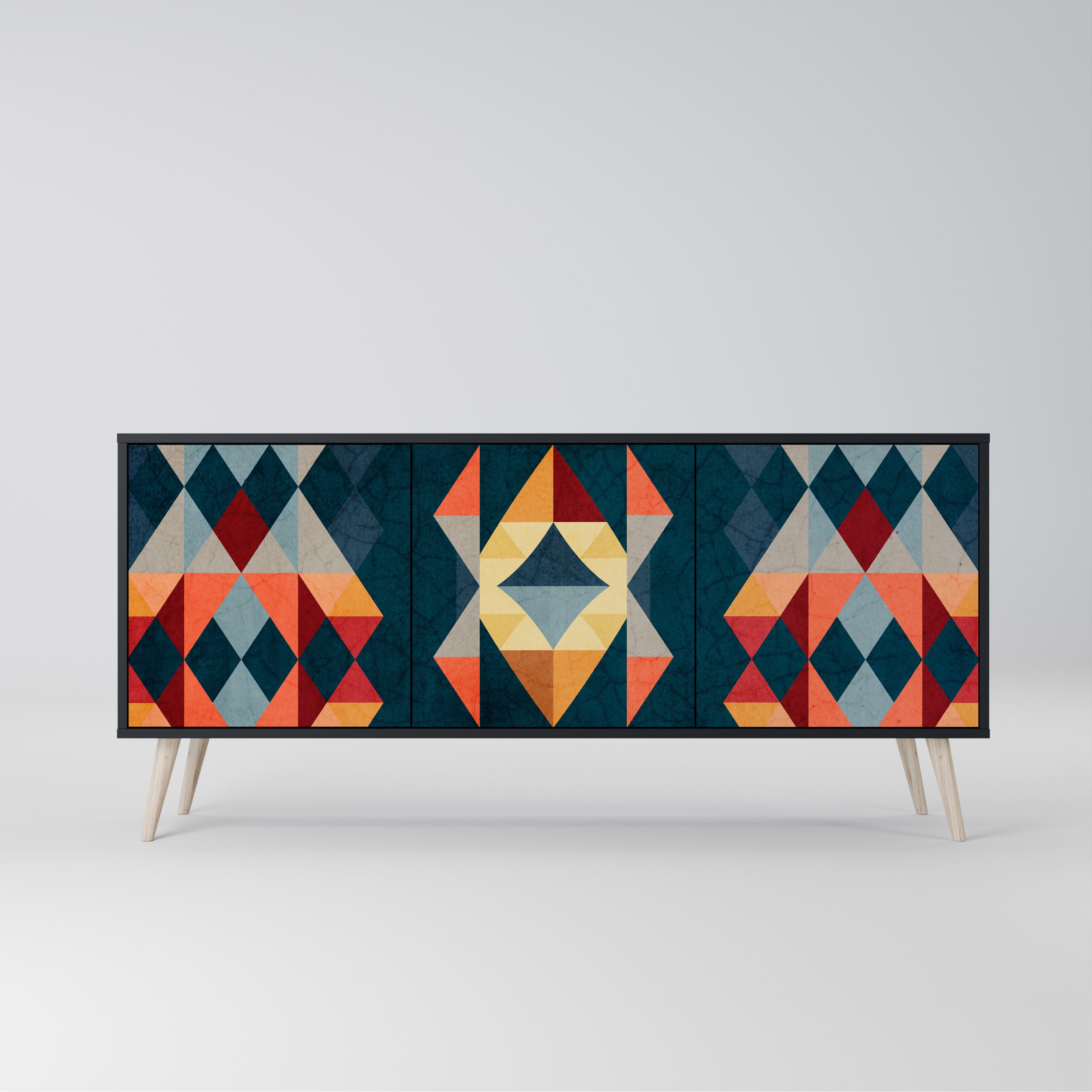 CRACKED ILLUSION 3-Door Sideboard in Black Finish
