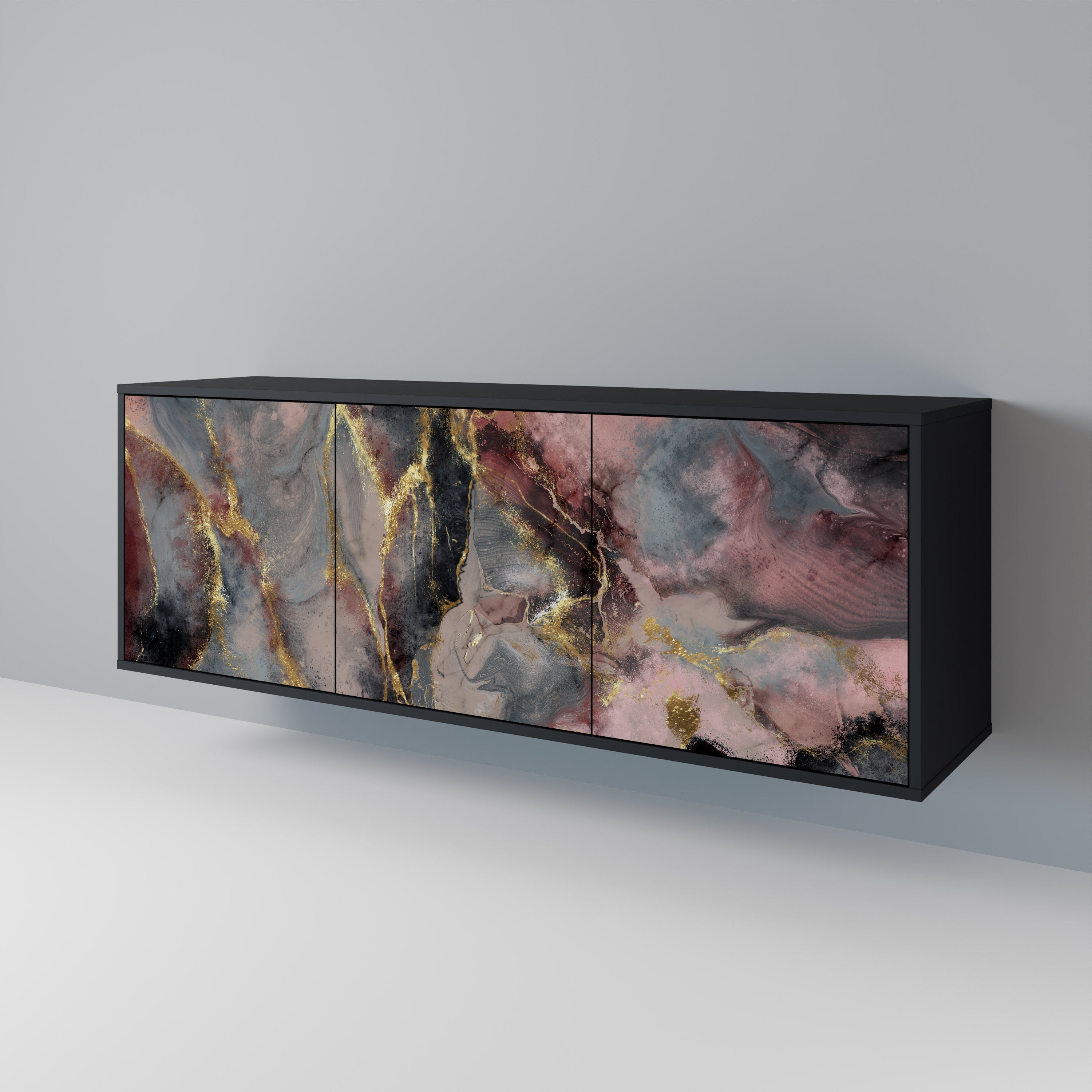 GOLDEN TIDES 3-Door Sideboard in Black Finish
