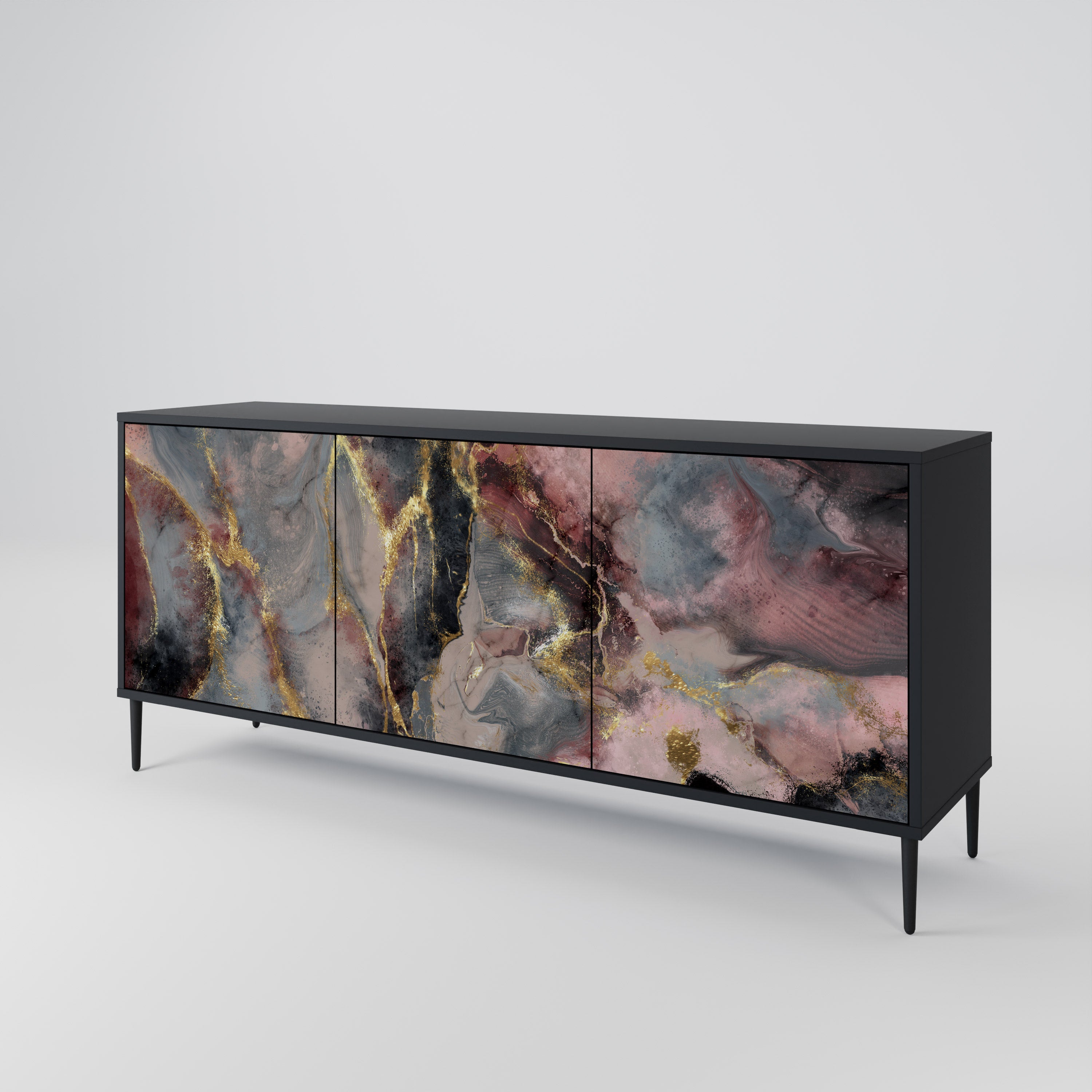 GOLDEN TIDES 3-Door Sideboard in Black Finish