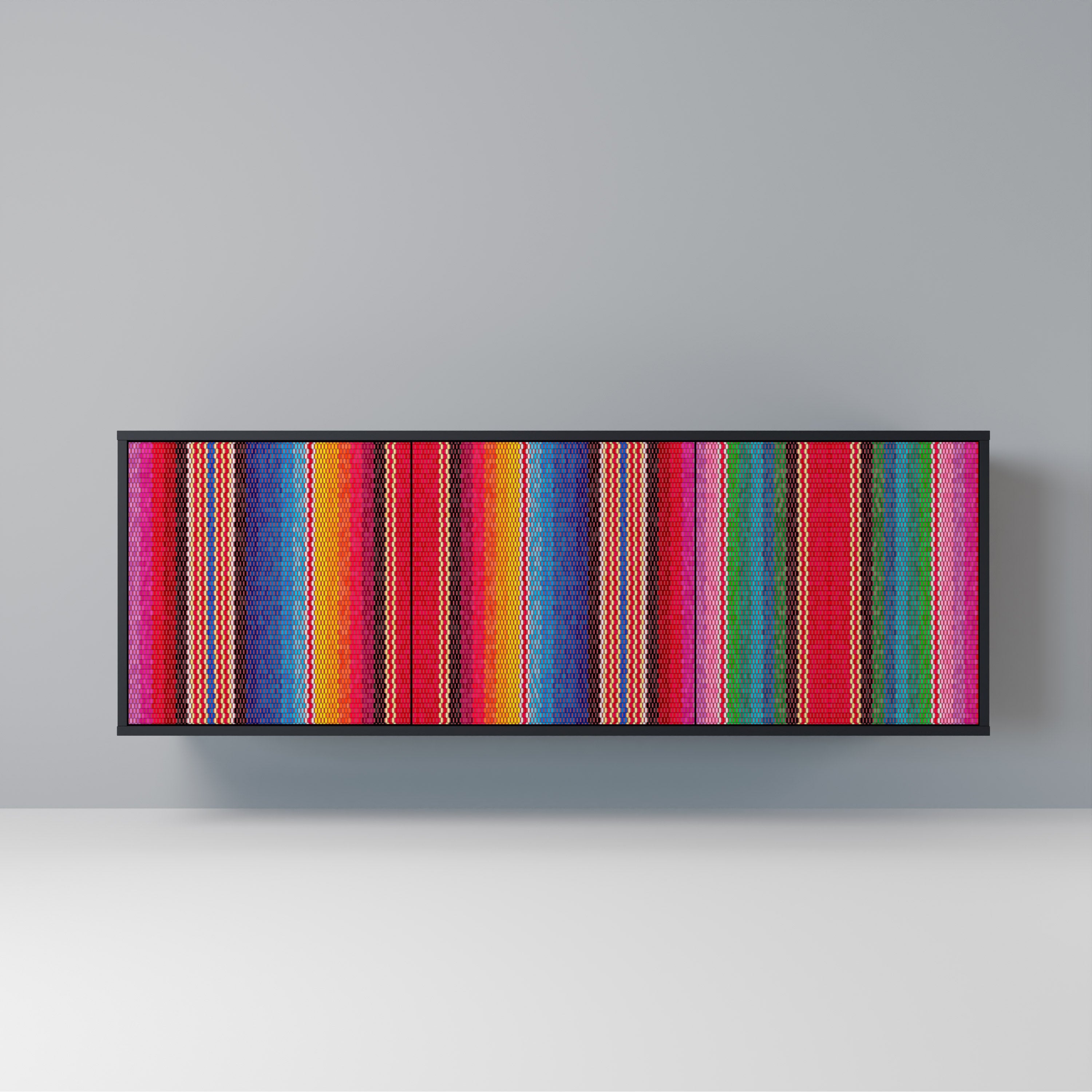 ETHNIC MEXICAN 3-Door Sideboard in Black Finish