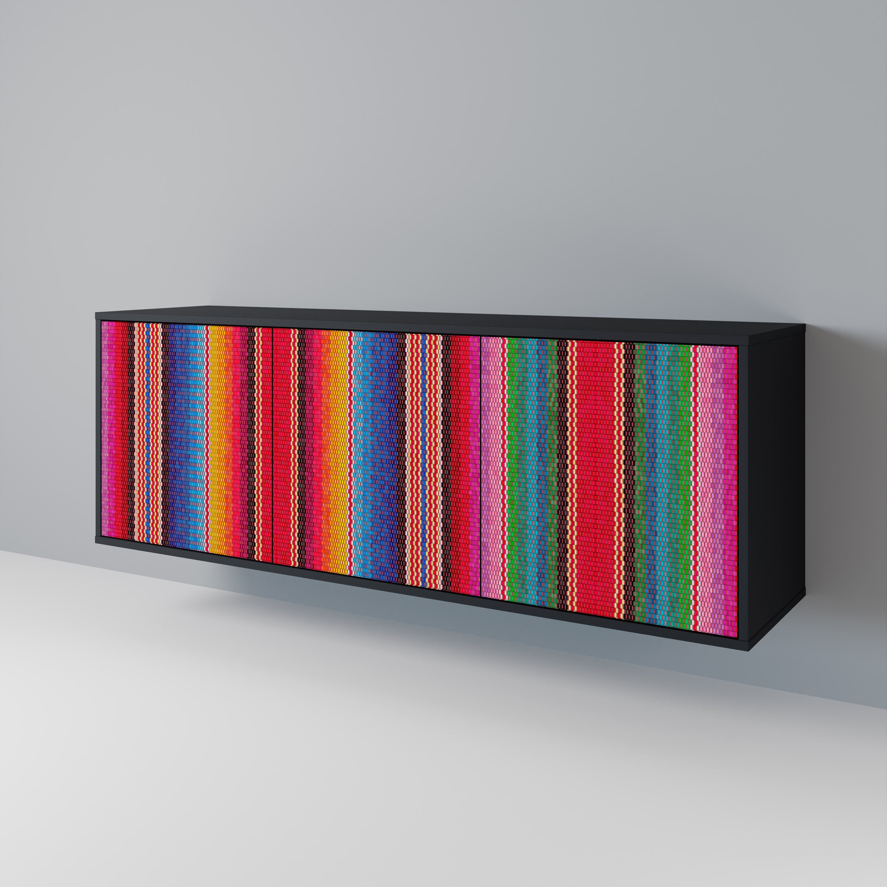 ETHNIC MEXICAN 3-Door Sideboard in Black Finish