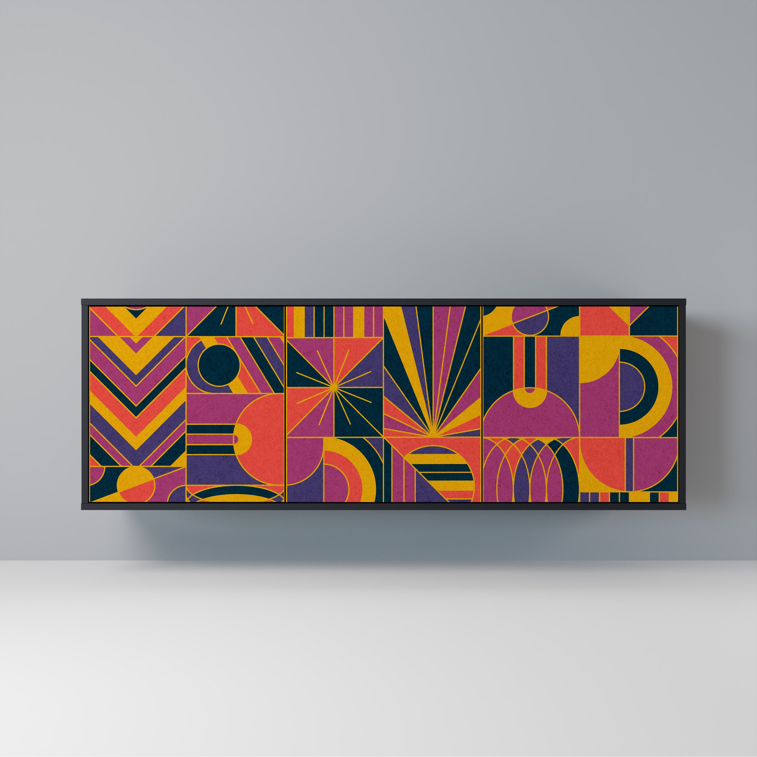 ELECTRIC PATTERNS 3-Door Sideboard in Black Finish