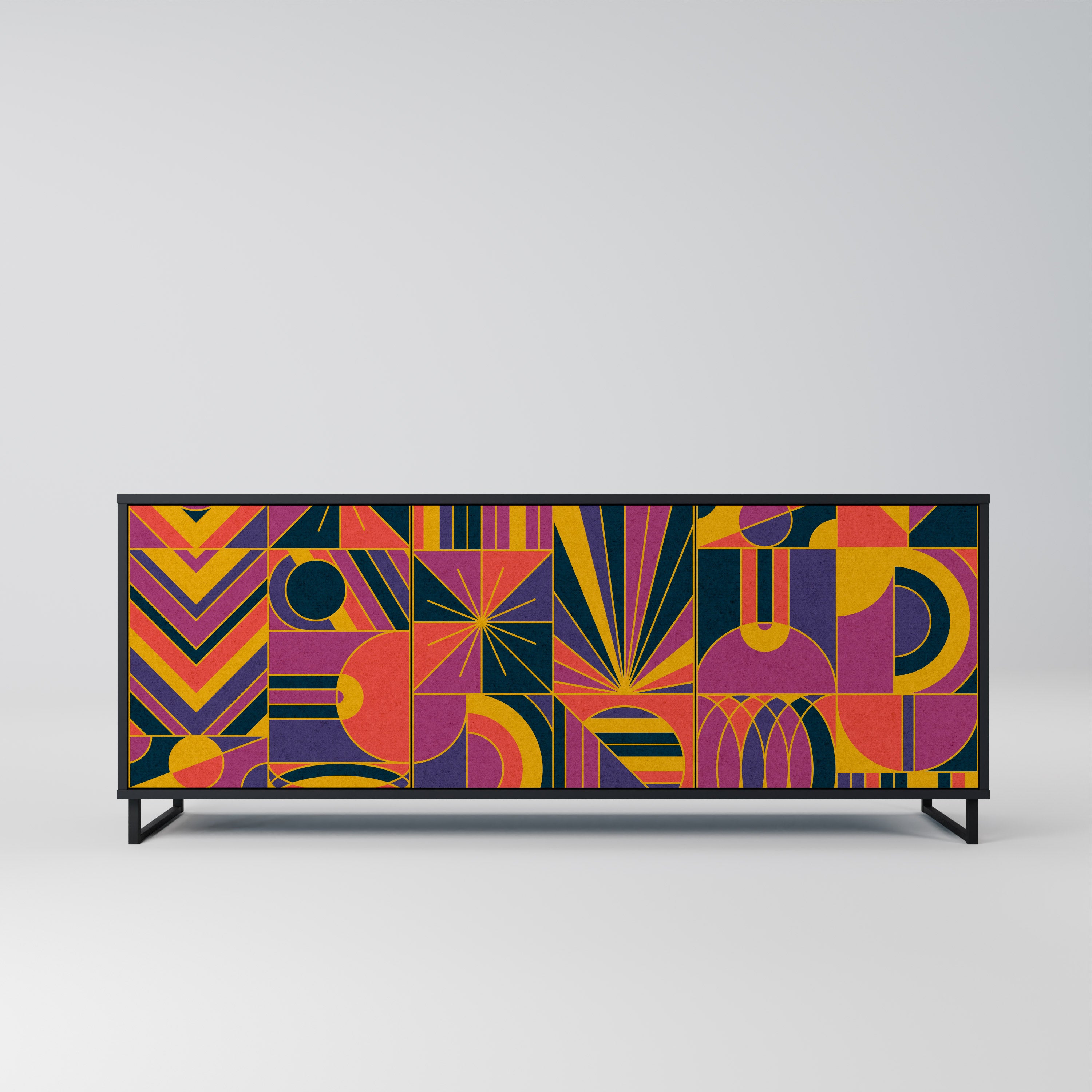 ELECTRIC PATTERNS 3-Door Sideboard in Black Finish