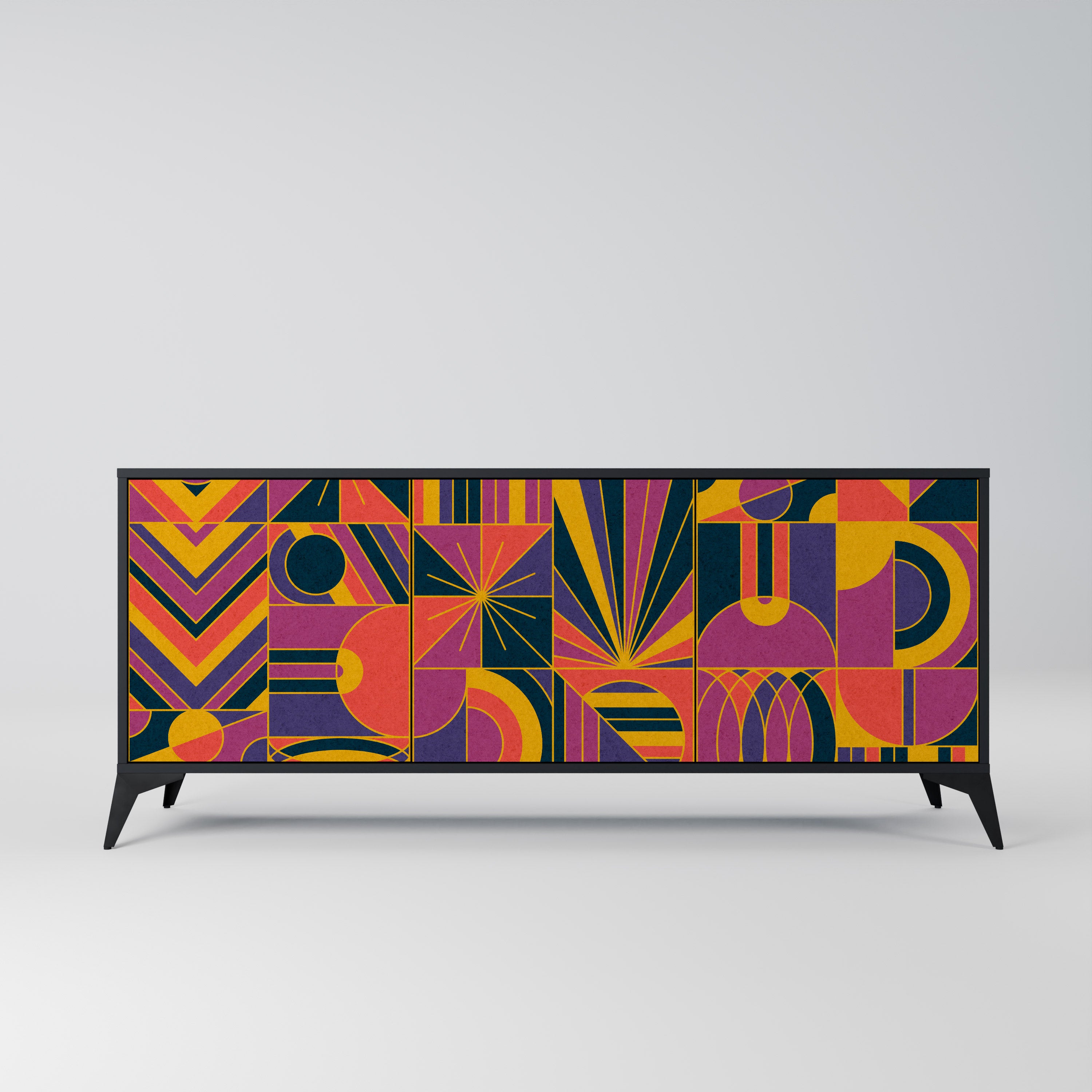 ELECTRIC PATTERNS 3-Door Sideboard in Black Finish