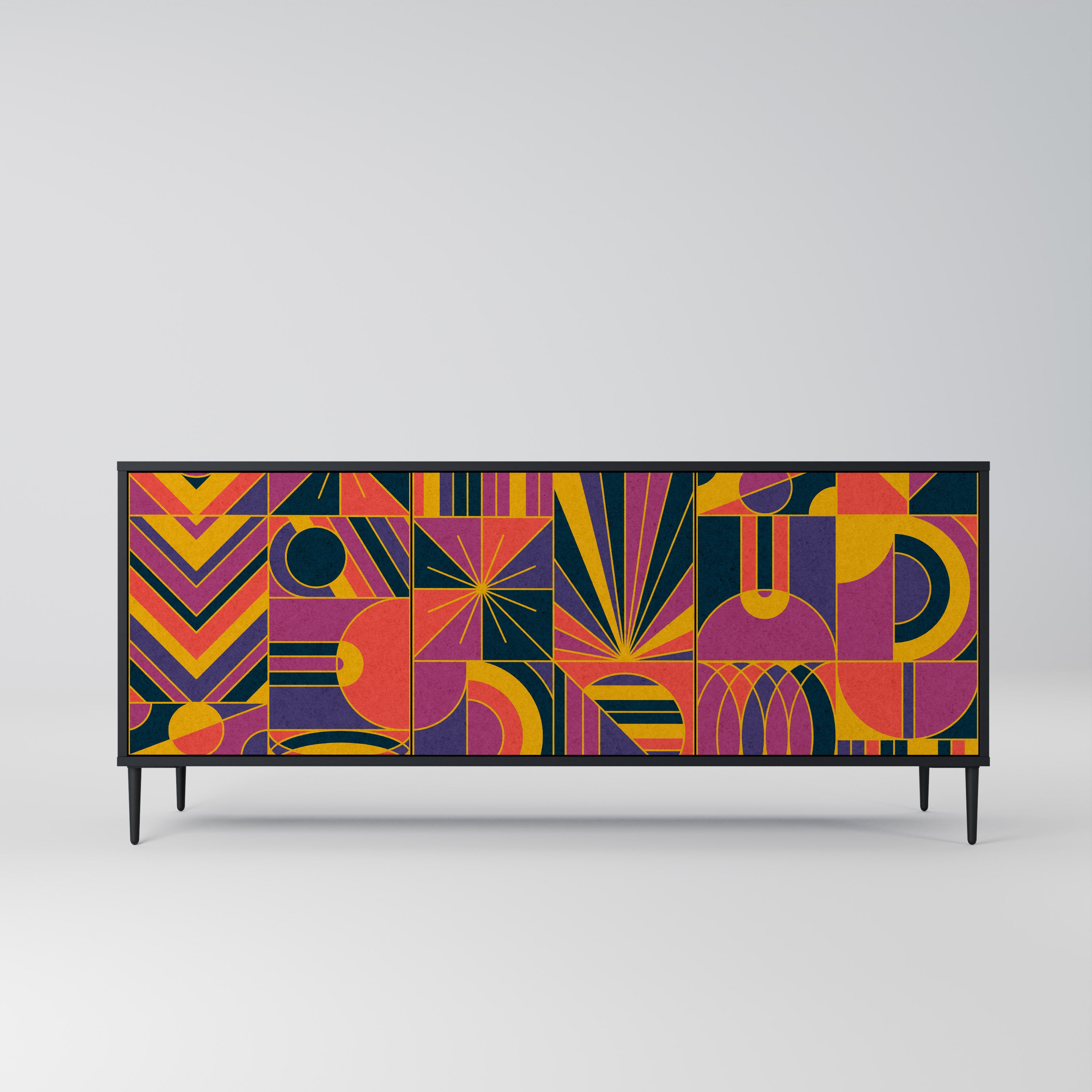 ELECTRIC PATTERNS 3-Door Sideboard in Black Finish