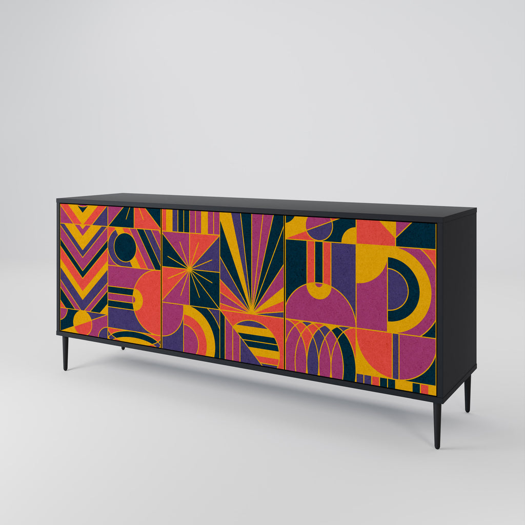 ELECTRIC PATTERNS 3-Door Sideboard in Black Finish