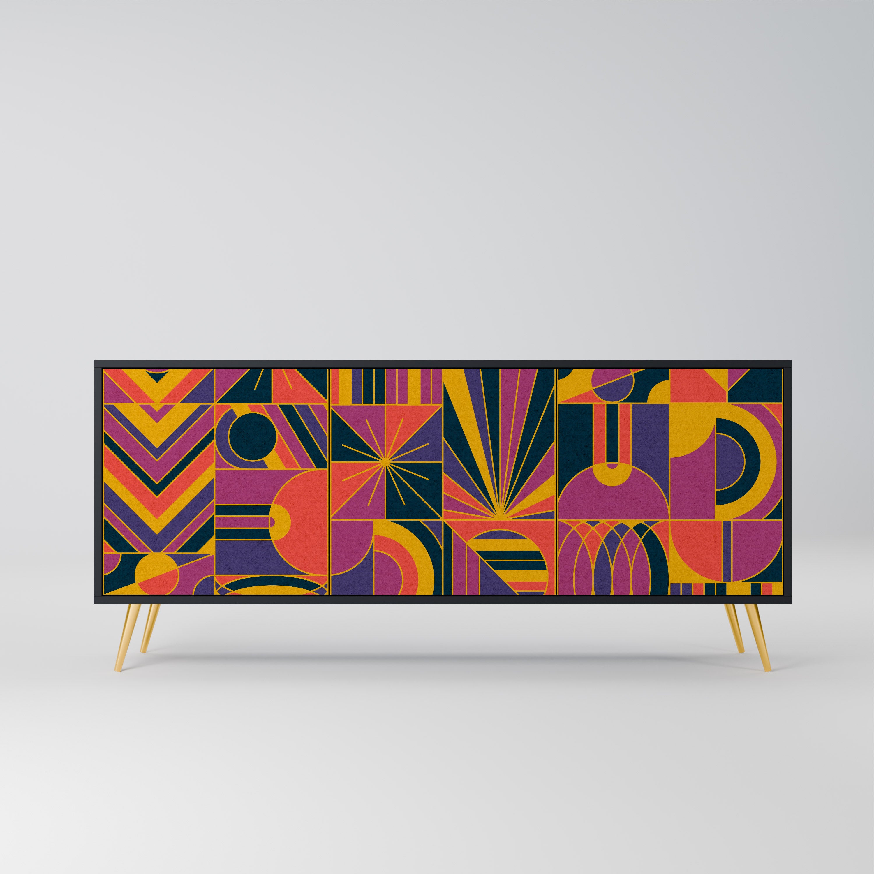 ELECTRIC PATTERNS 3-Door Sideboard in Black Finish