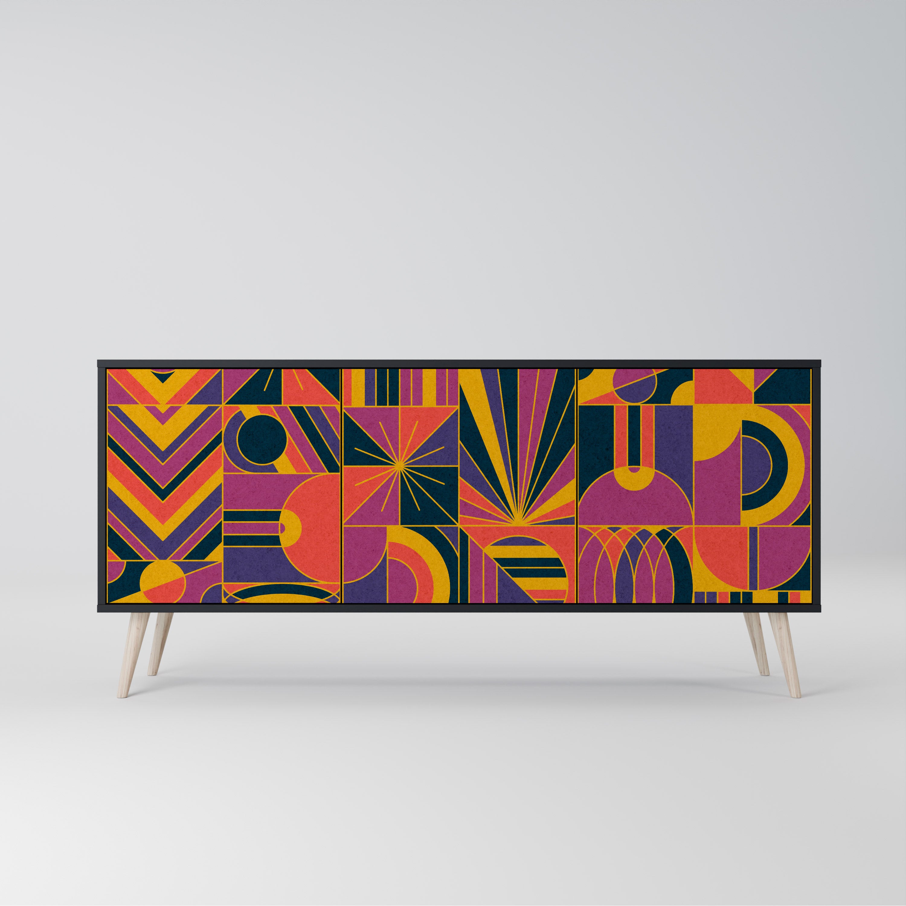 ELECTRIC PATTERNS 3-Door Sideboard in Black Finish