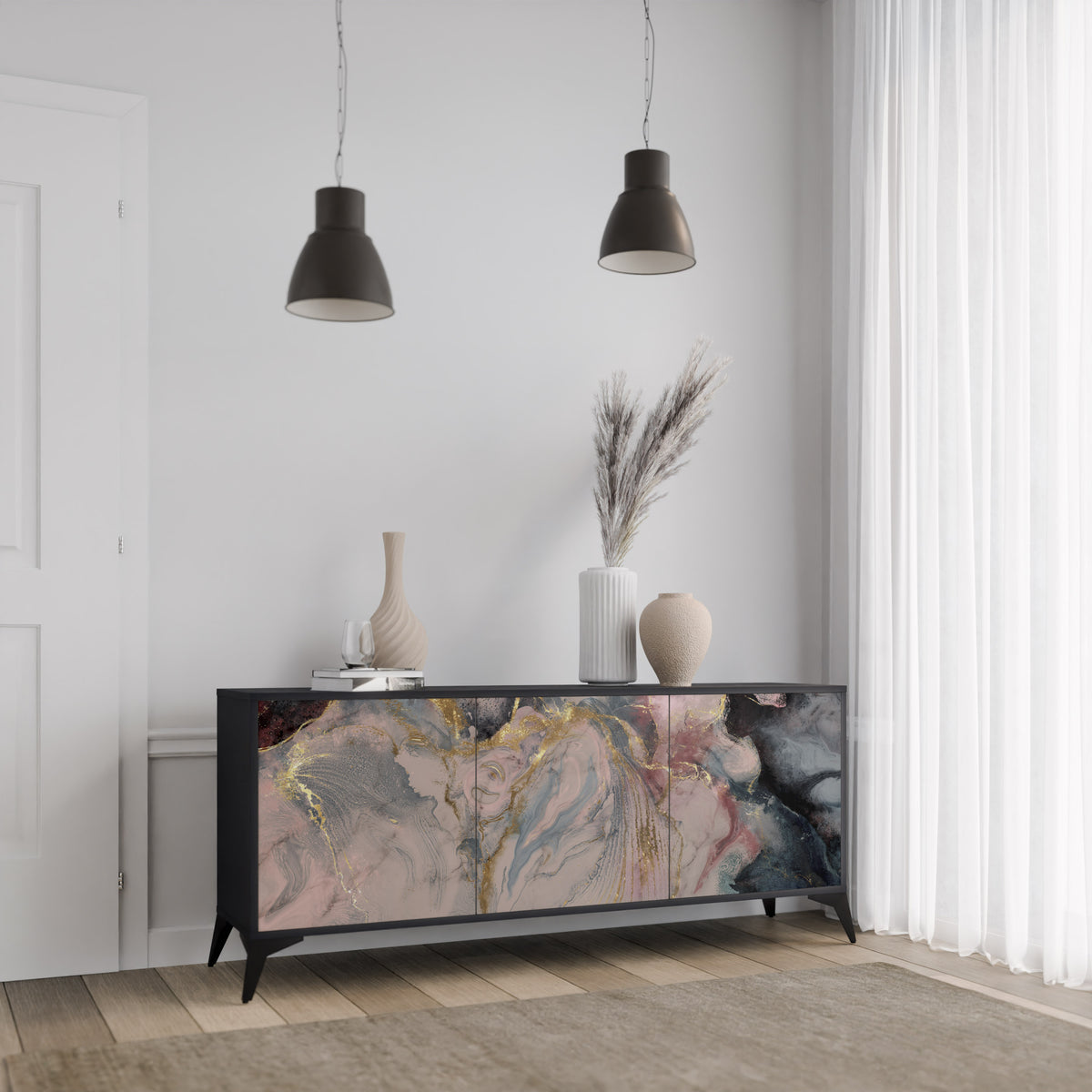 GILDED SWIRLS Aparador de 3 Puertas