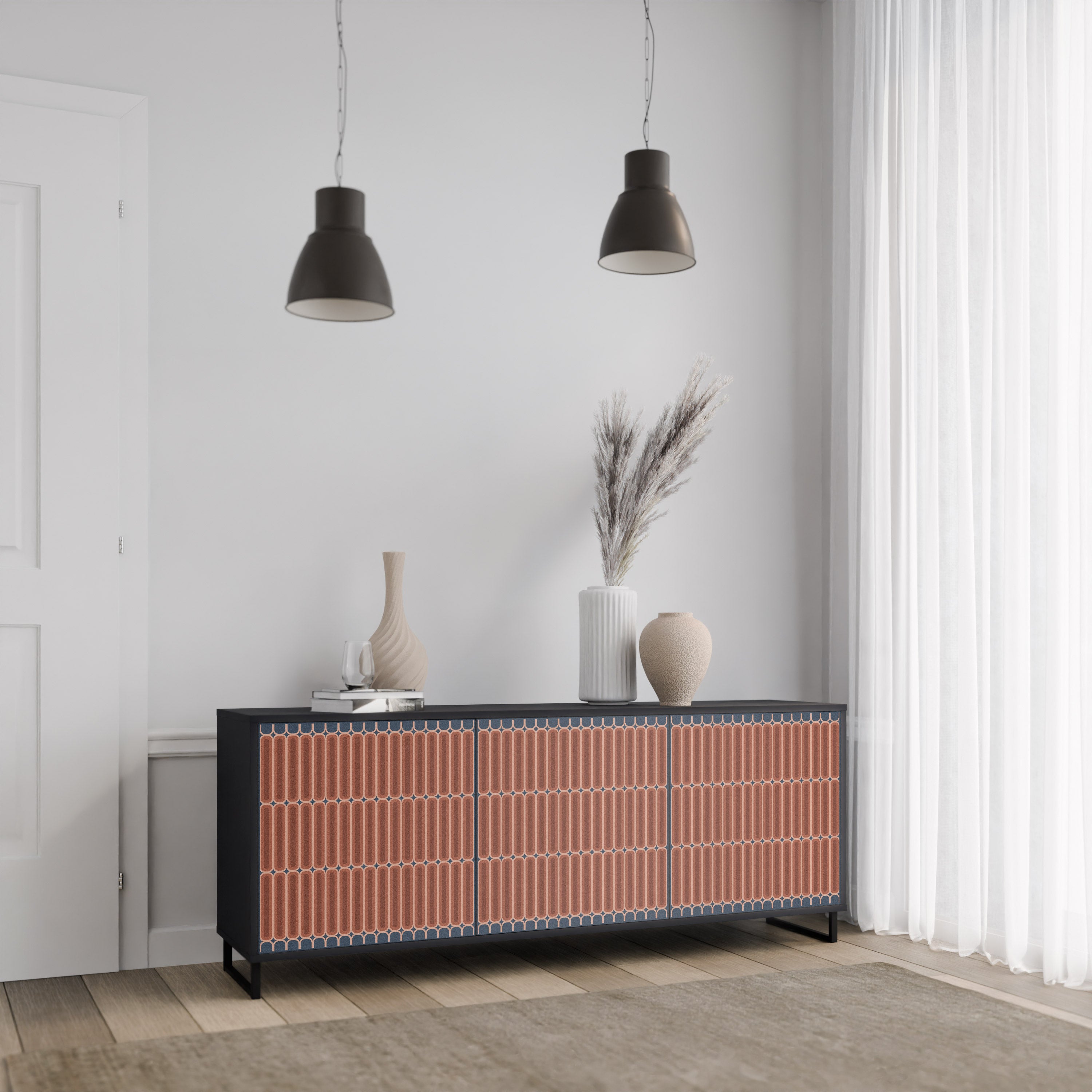 HYPNOTIC GATE 3-Door Sideboard in Black Finish
