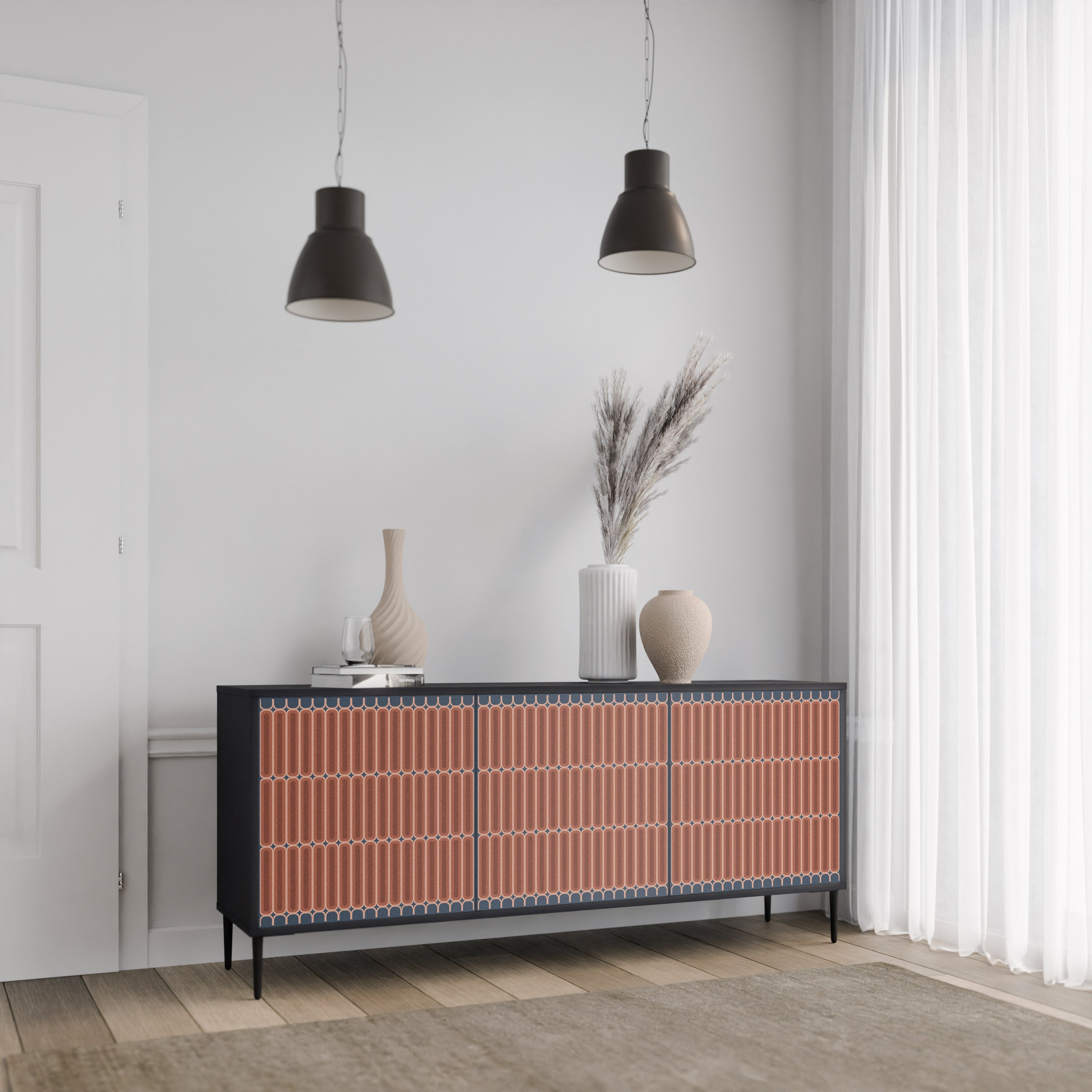 HYPNOTIC GATE 3-Door Sideboard in Black Finish