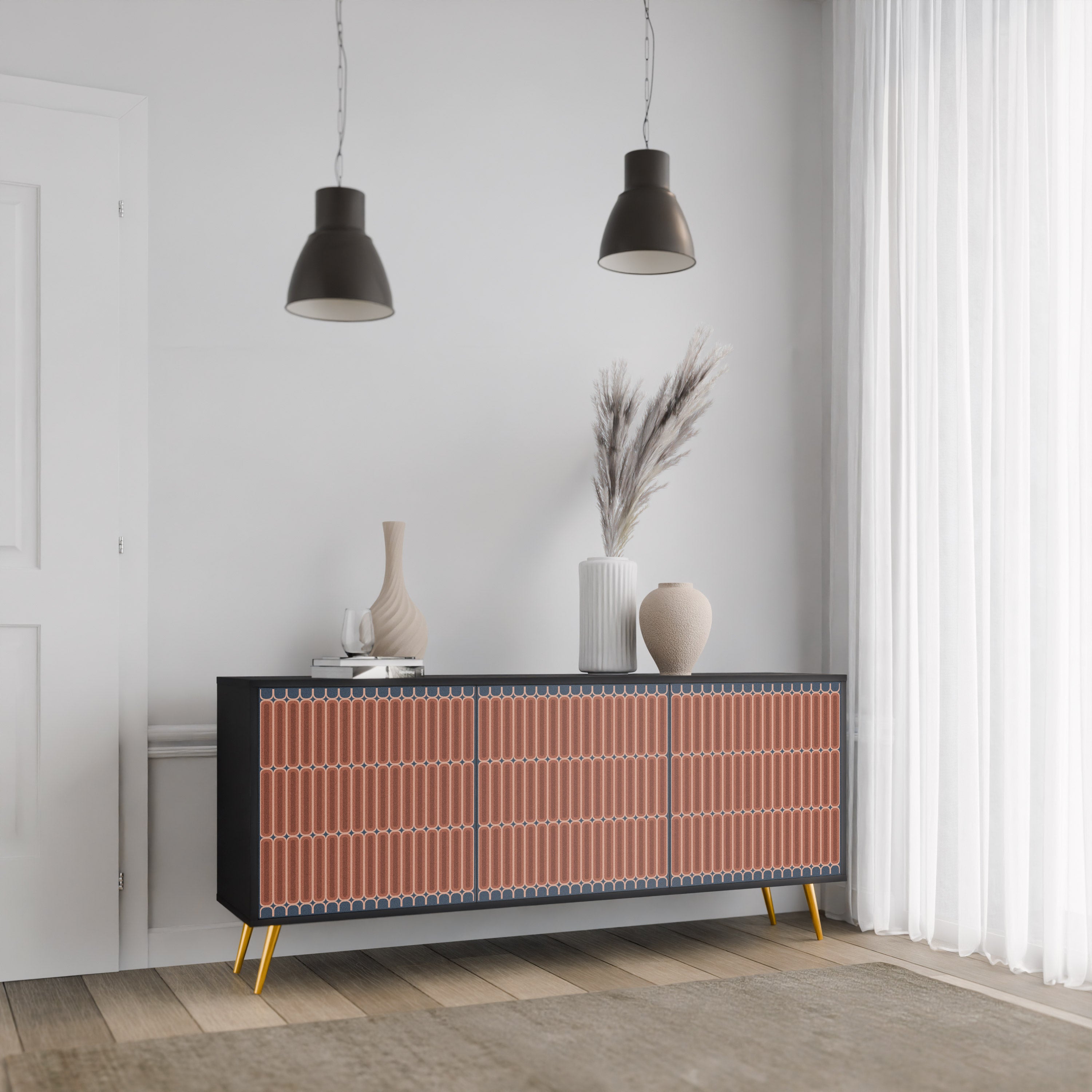 HYPNOTIC GATE 3-Door Sideboard in Black Finish