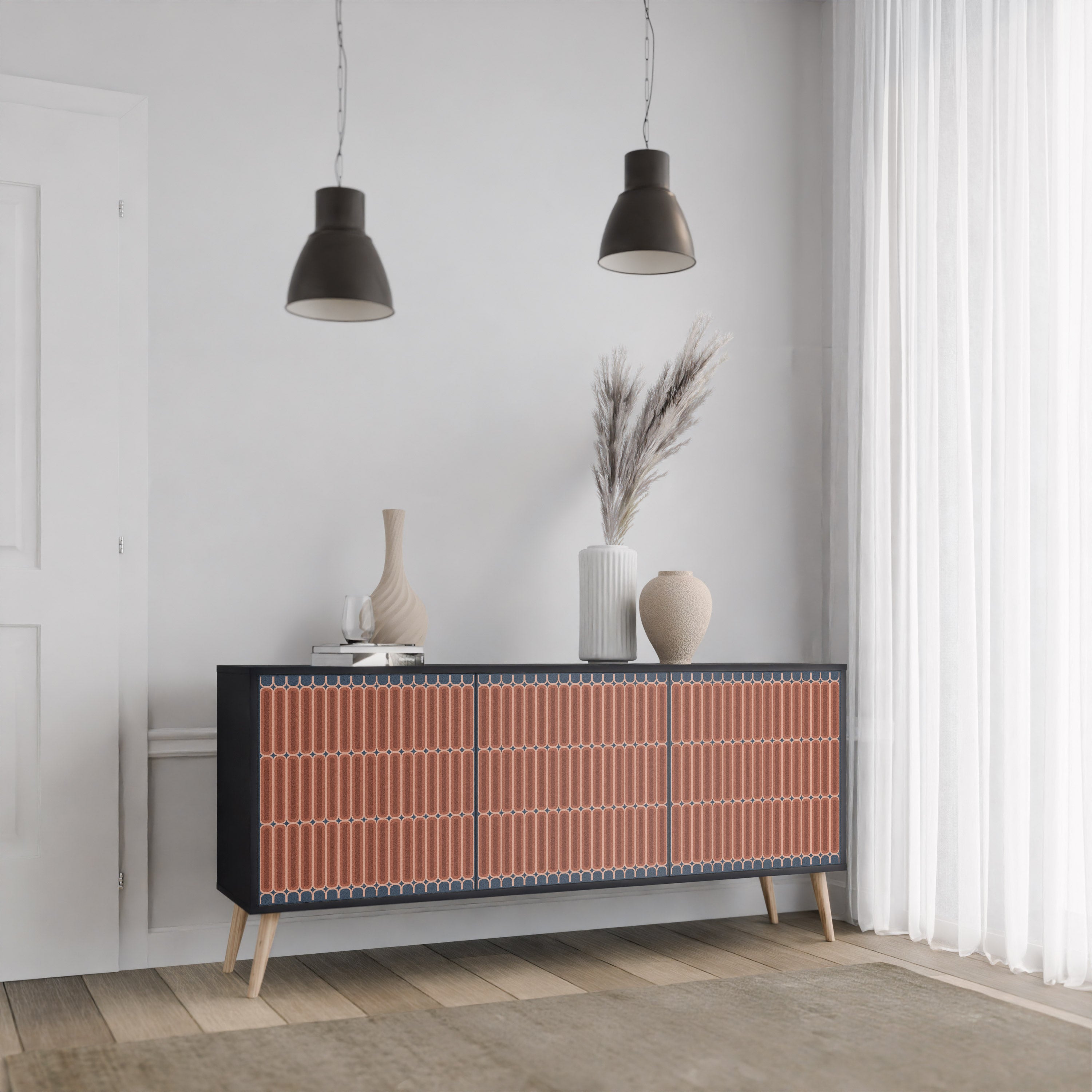 HYPNOTIC GATE 3-Door Sideboard in Black Finish