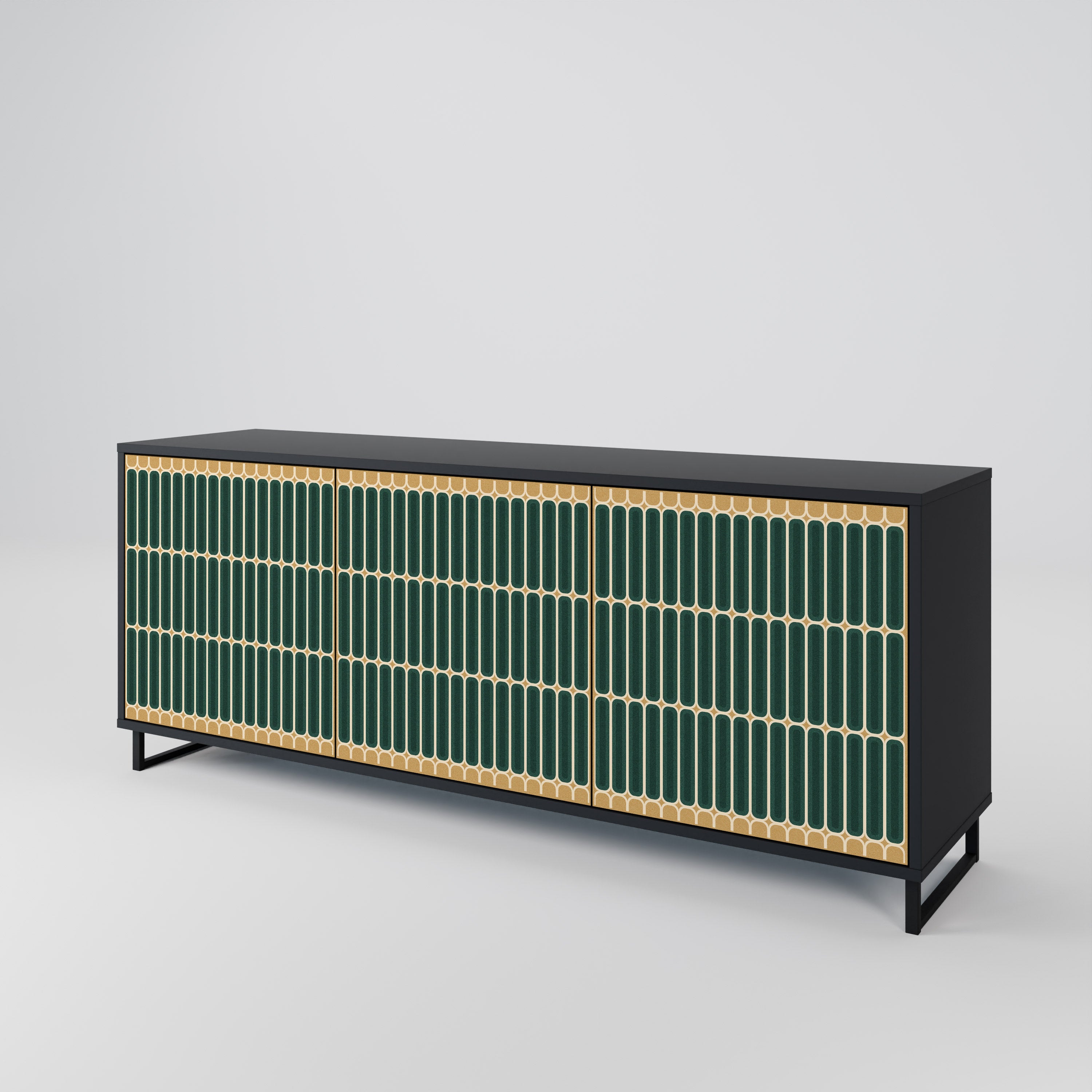 ILUSION GATE 3-Door Sideboard in Black Finish