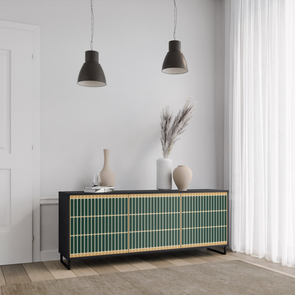 ILUSION GATE 3-Door Sideboard in Black Finish
