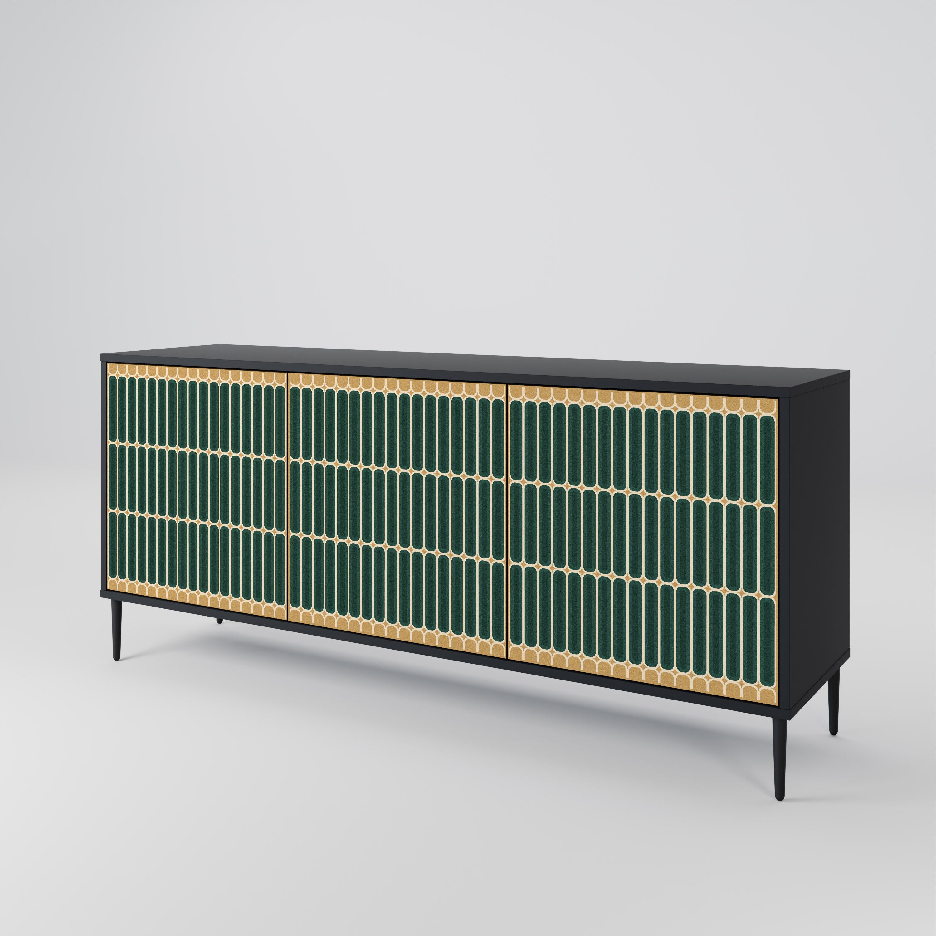 ILUSION GATE 3-Door Sideboard in Black Finish