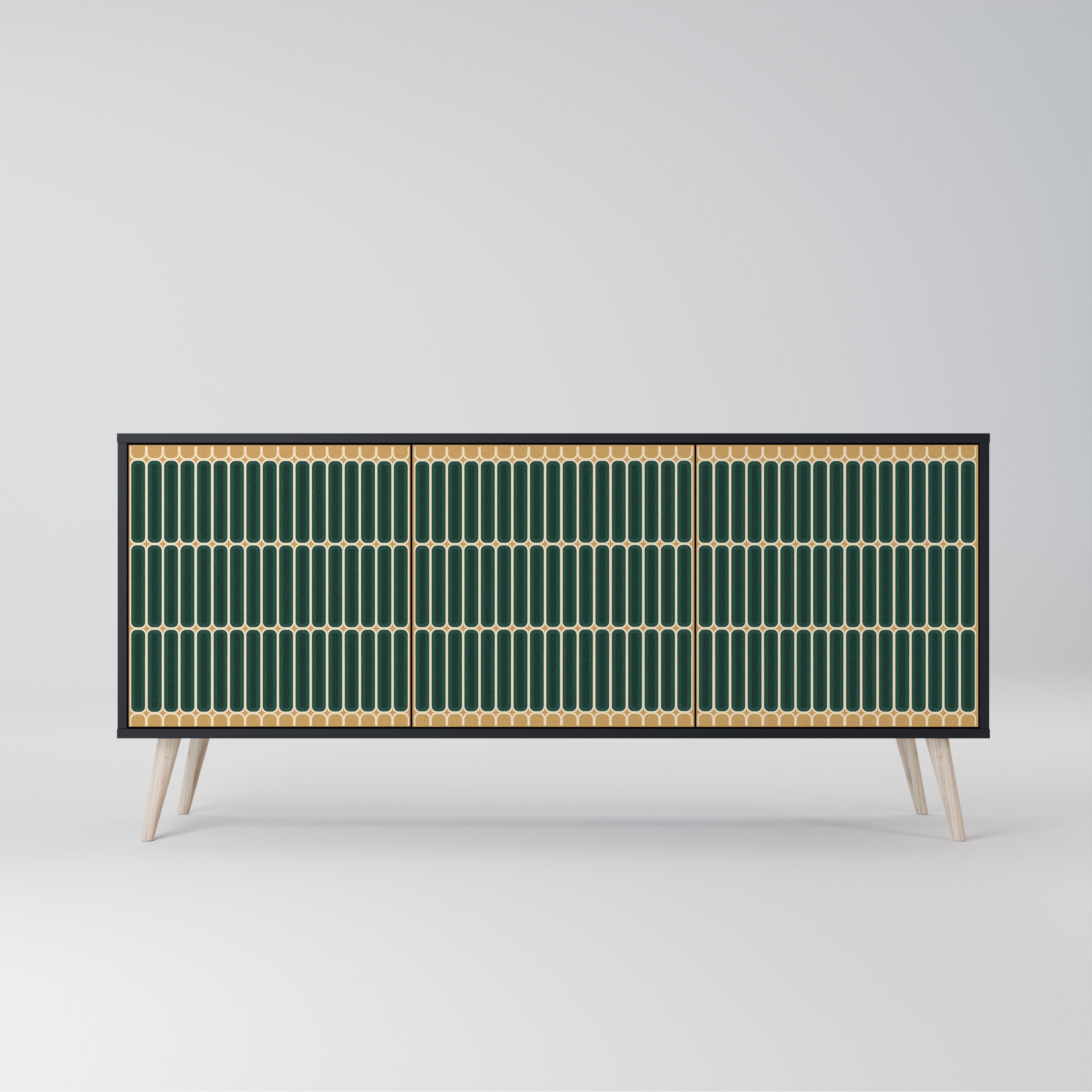 ILUSION GATE 3-Door Sideboard in Black Finish
