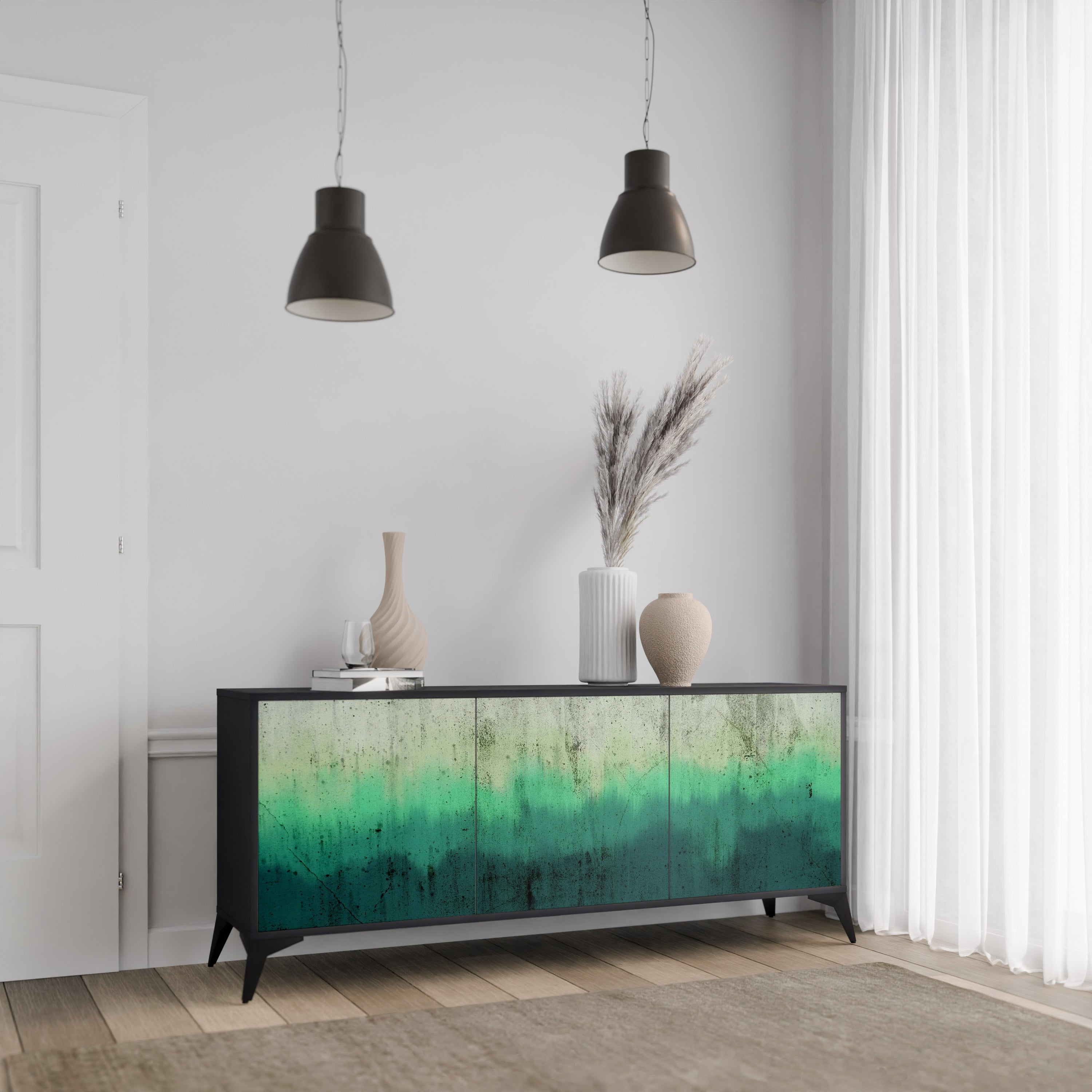 NORTHERN LIGHTS 3-Door Sideboard in Black Finish