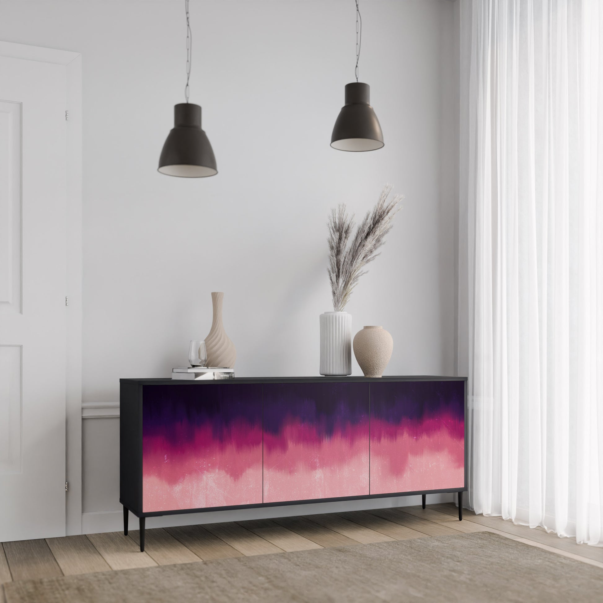 Aparador AURORA BOREALIS de 3 puertas en acabado negro