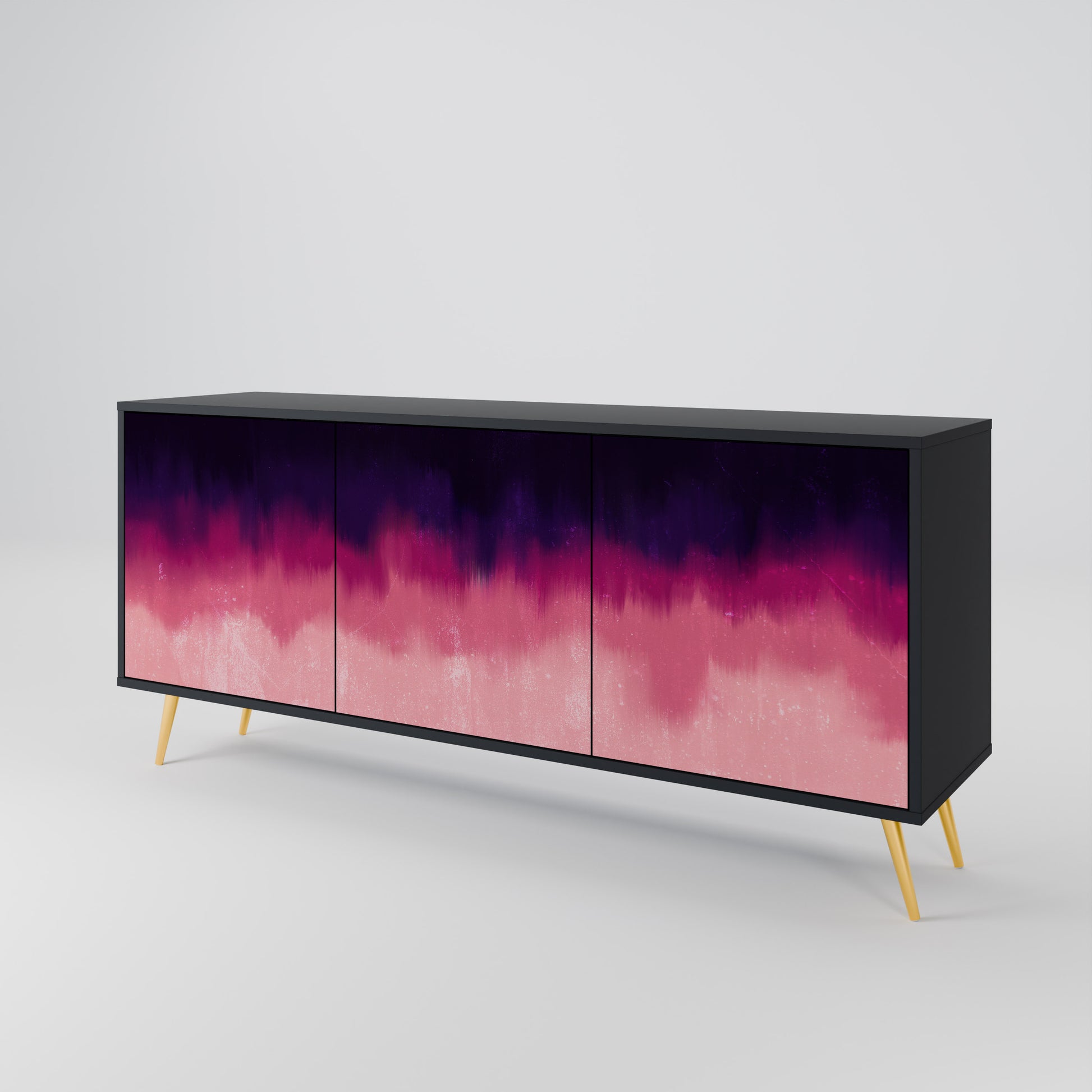 Aparador AURORA BOREALIS de 3 puertas en acabado negro