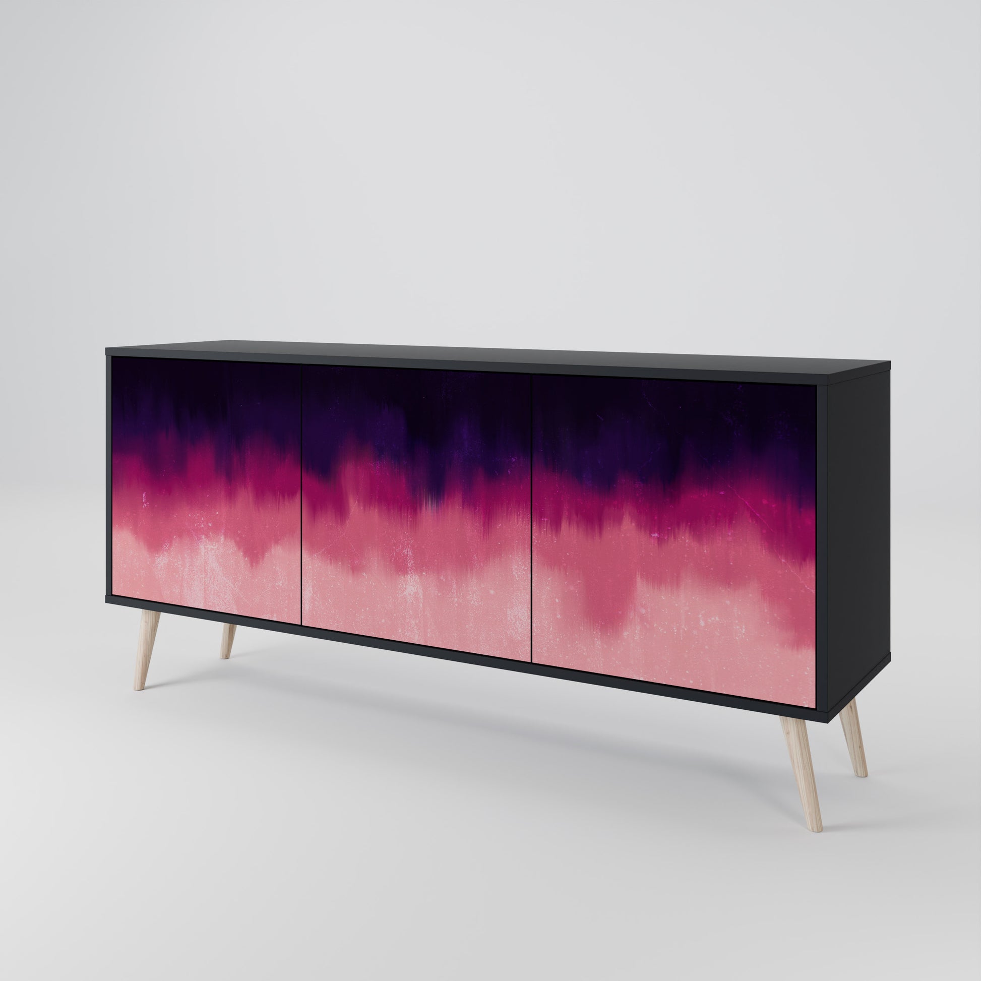 Aparador AURORA BOREALIS de 3 puertas en acabado negro