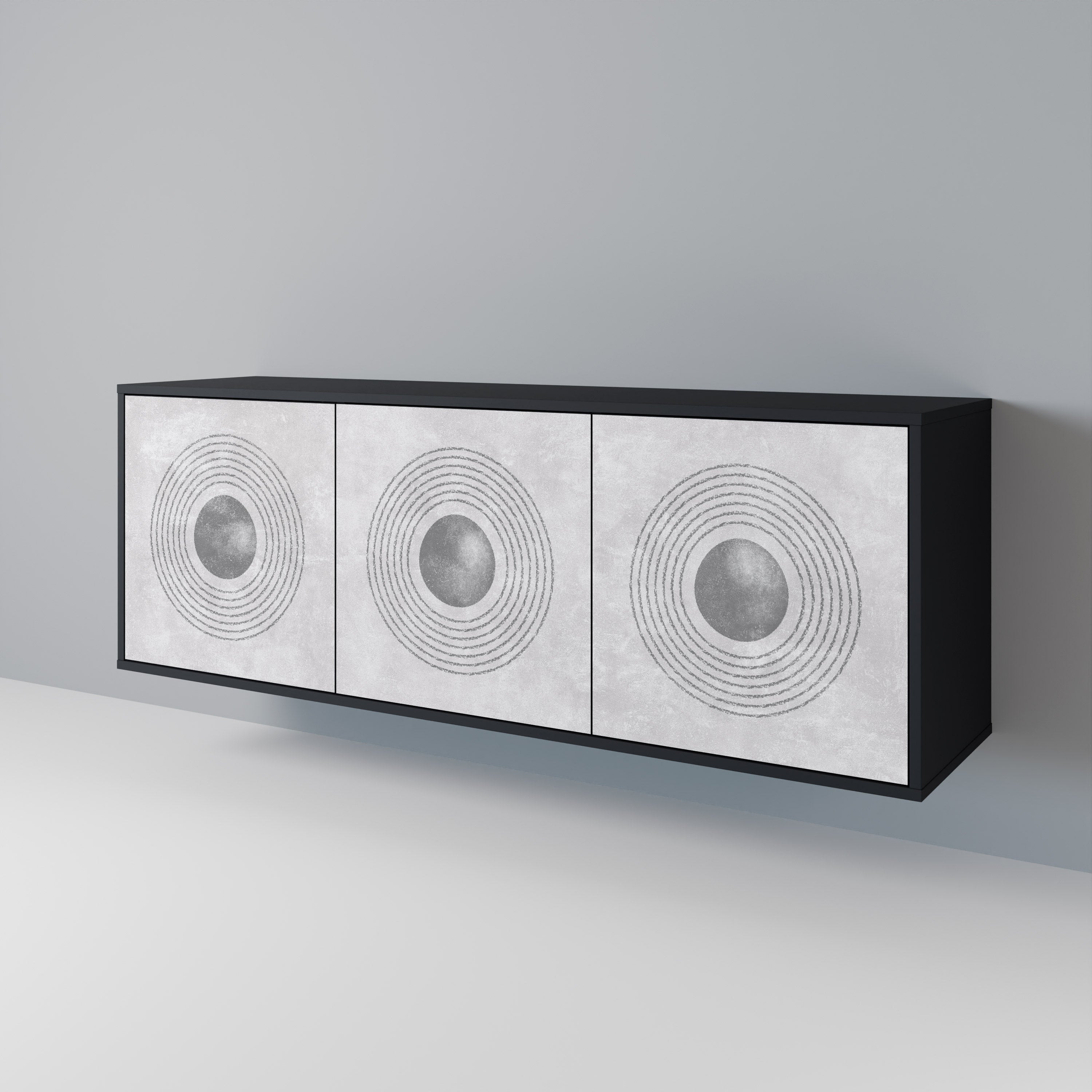 SOLID CIRCLES 3-Door Sideboard in Black Finish