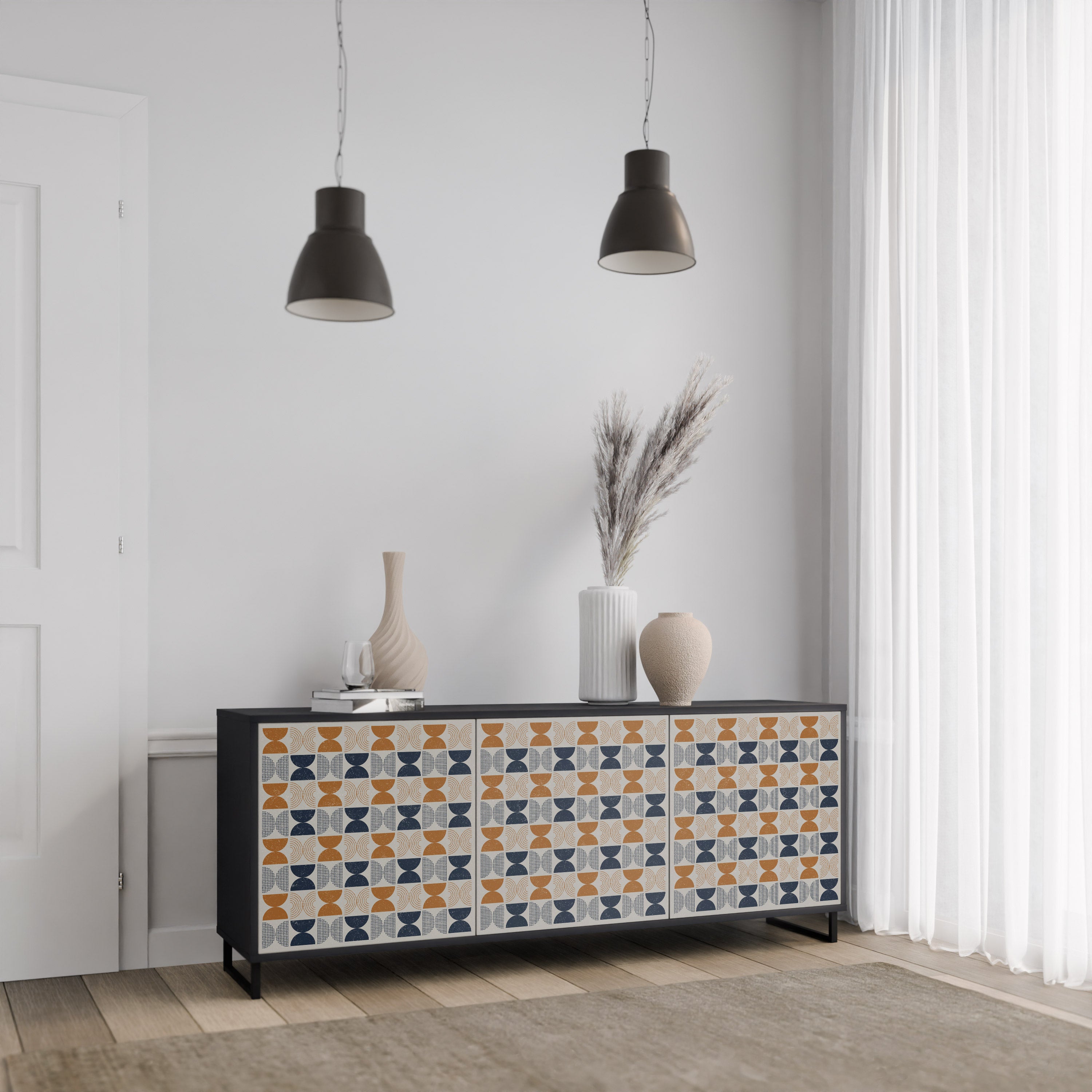 REFLECTION RANGE 3-Door Sideboard in Black Finish