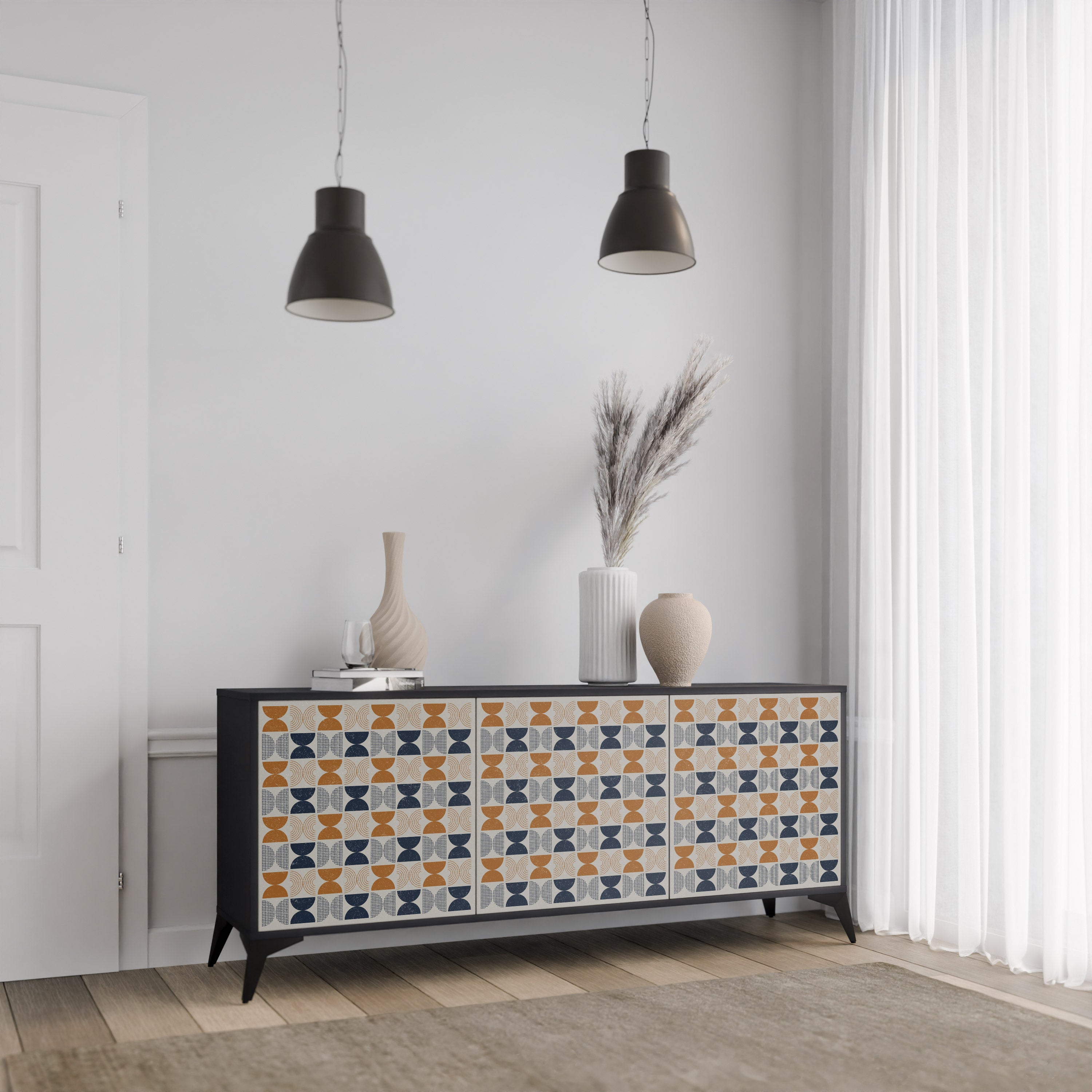 REFLECTION RANGE 3-Door Sideboard in Black Finish