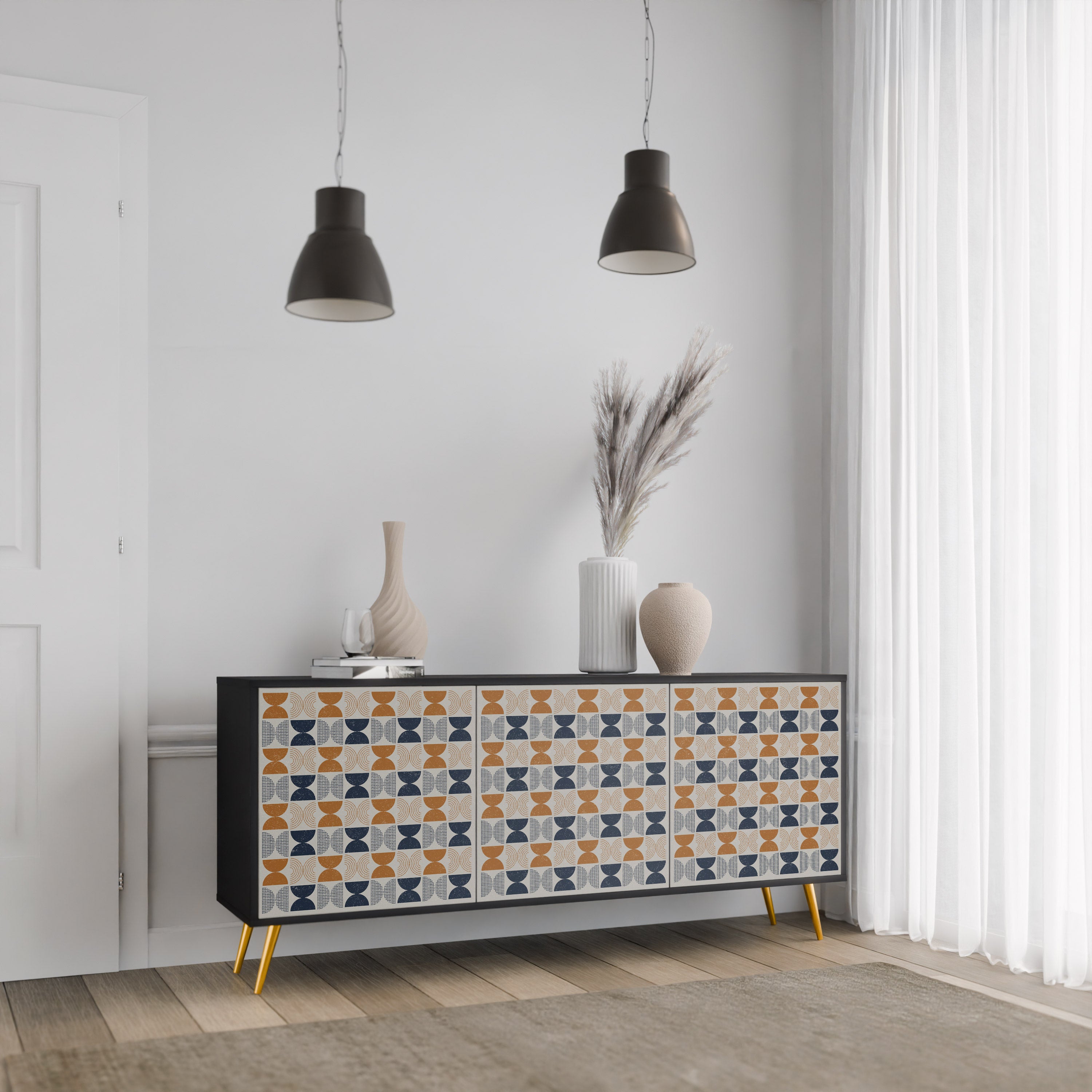 REFLECTION RANGE 3-Door Sideboard in Black Finish