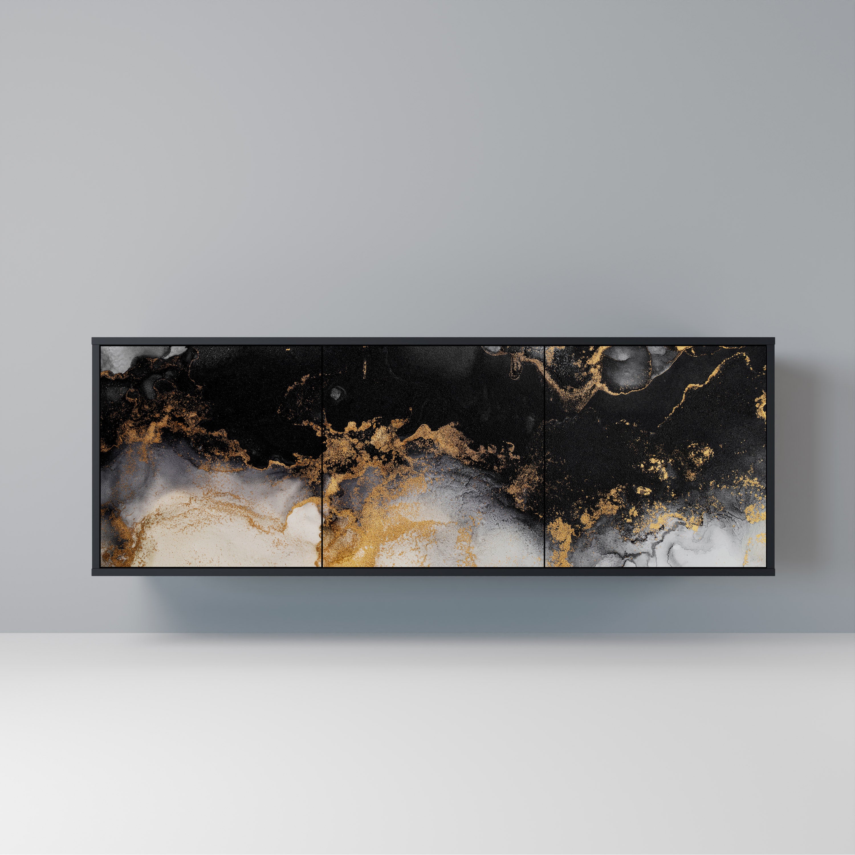 MARBLE OF TOMMORROW 3-Door Sideboard in Black Finish