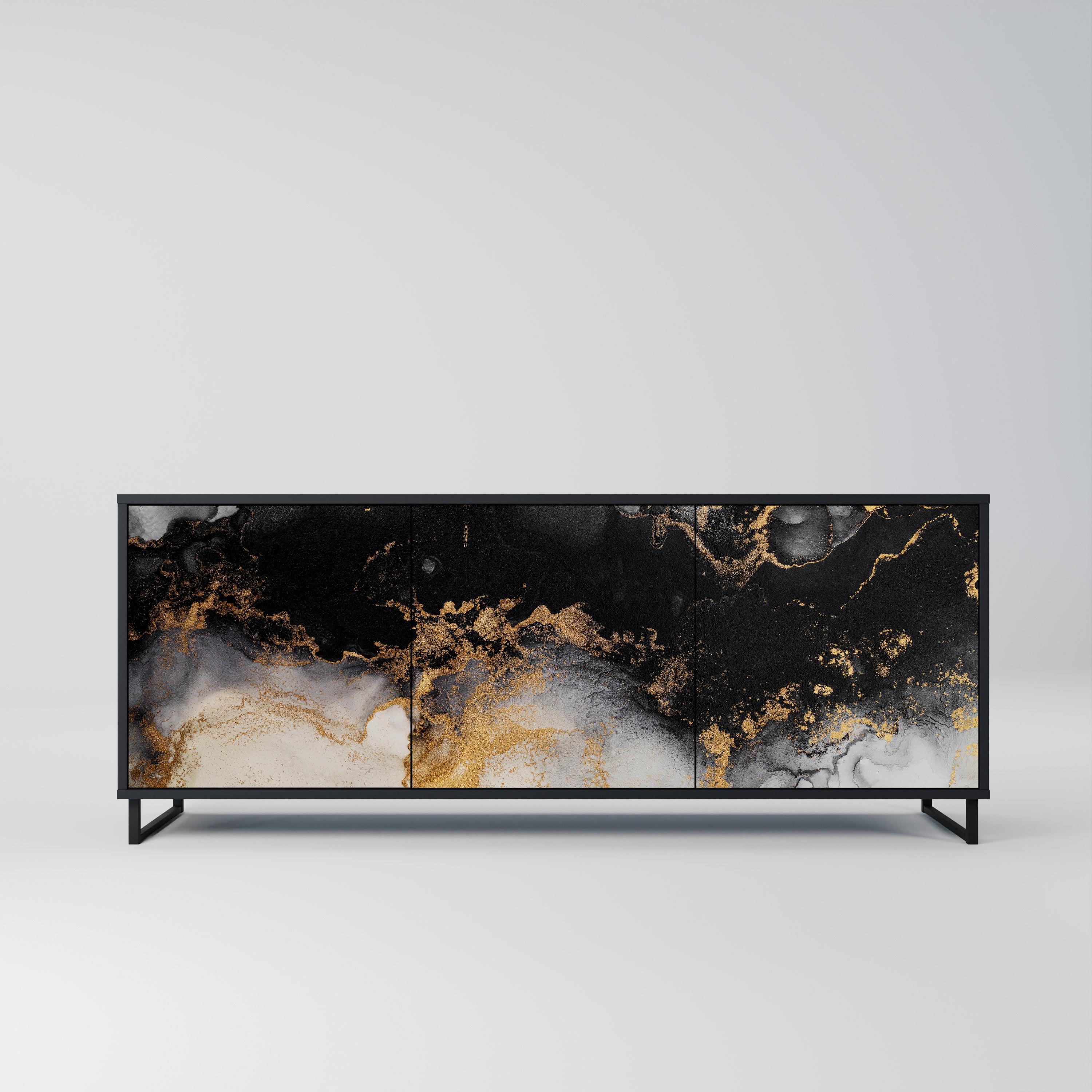 MARBLE OF TOMMORROW 3-Door Sideboard in Black Finish