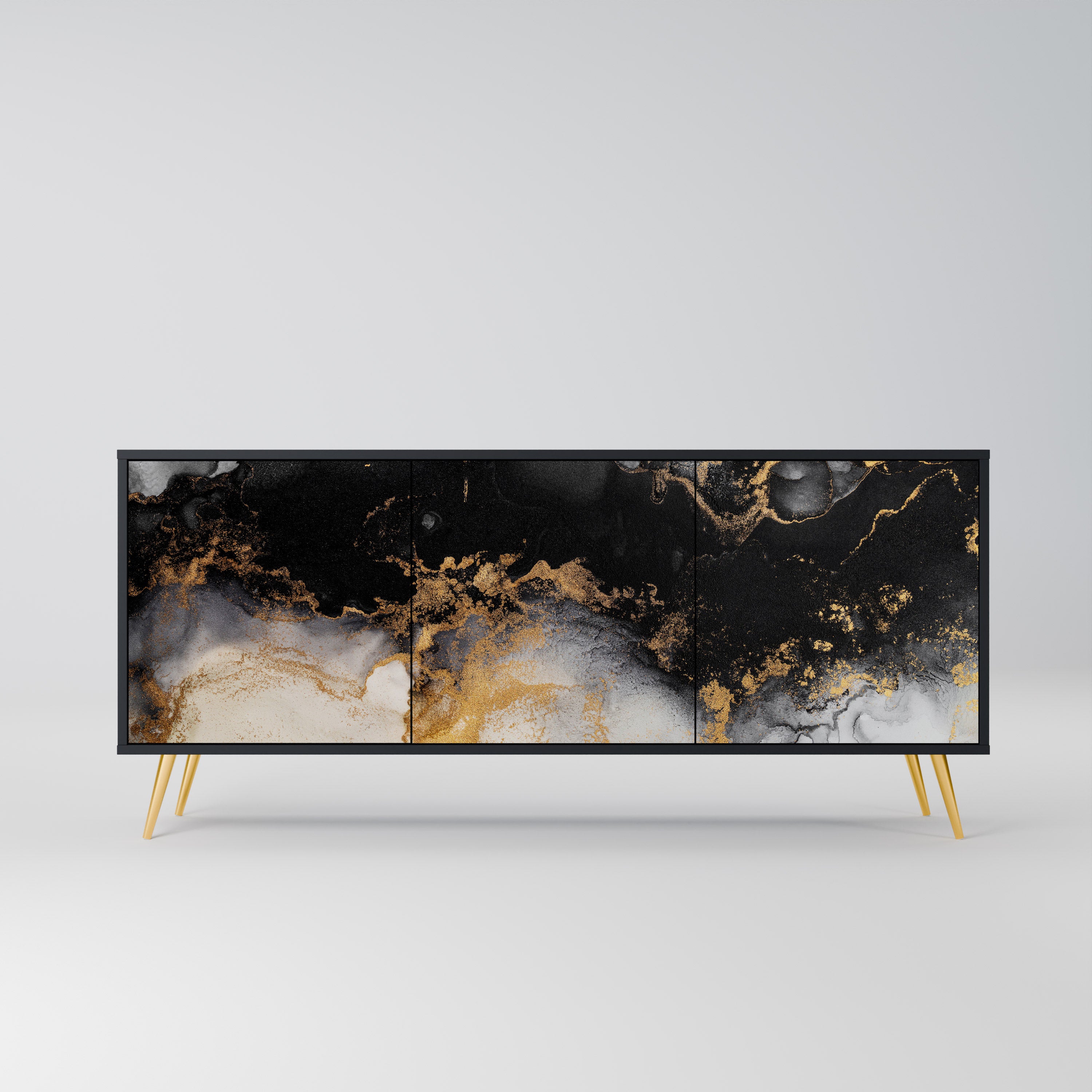MARBLE OF TOMMORROW 3-Door Sideboard in Black Finish