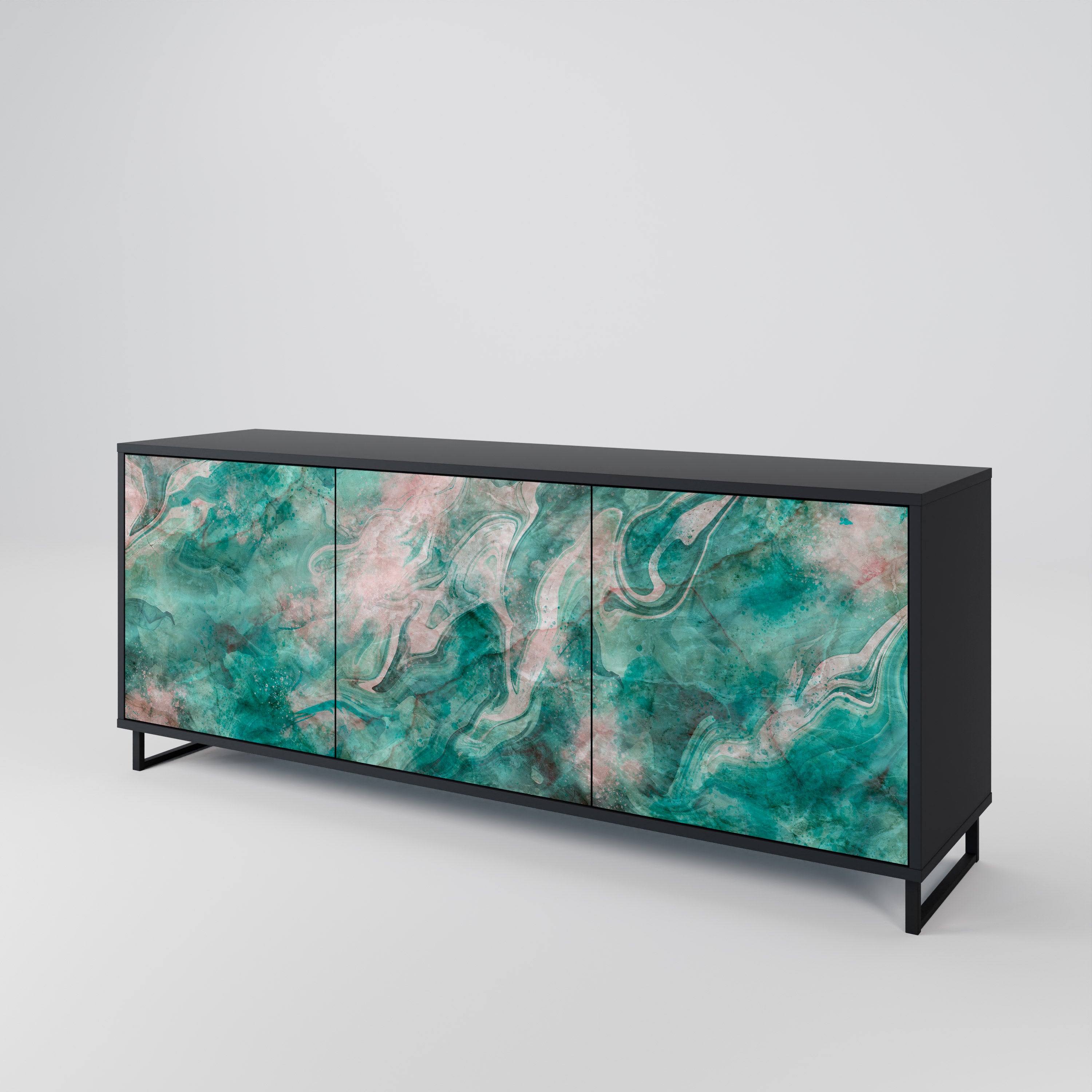 ABSTRACT ALCHEMY 3-Door Sideboard in Black Finish