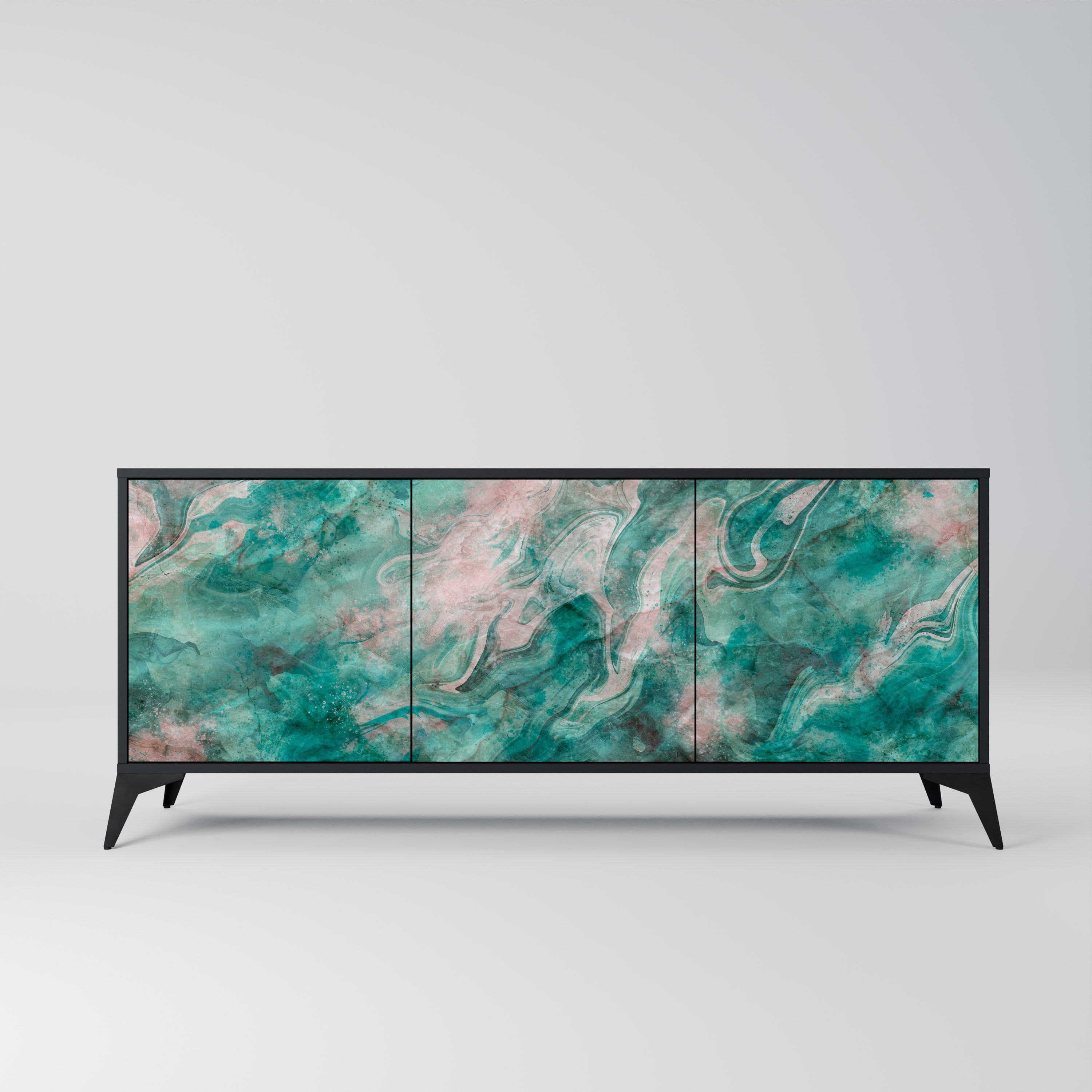 ABSTRACT ALCHEMY 3-Door Sideboard in Black Finish