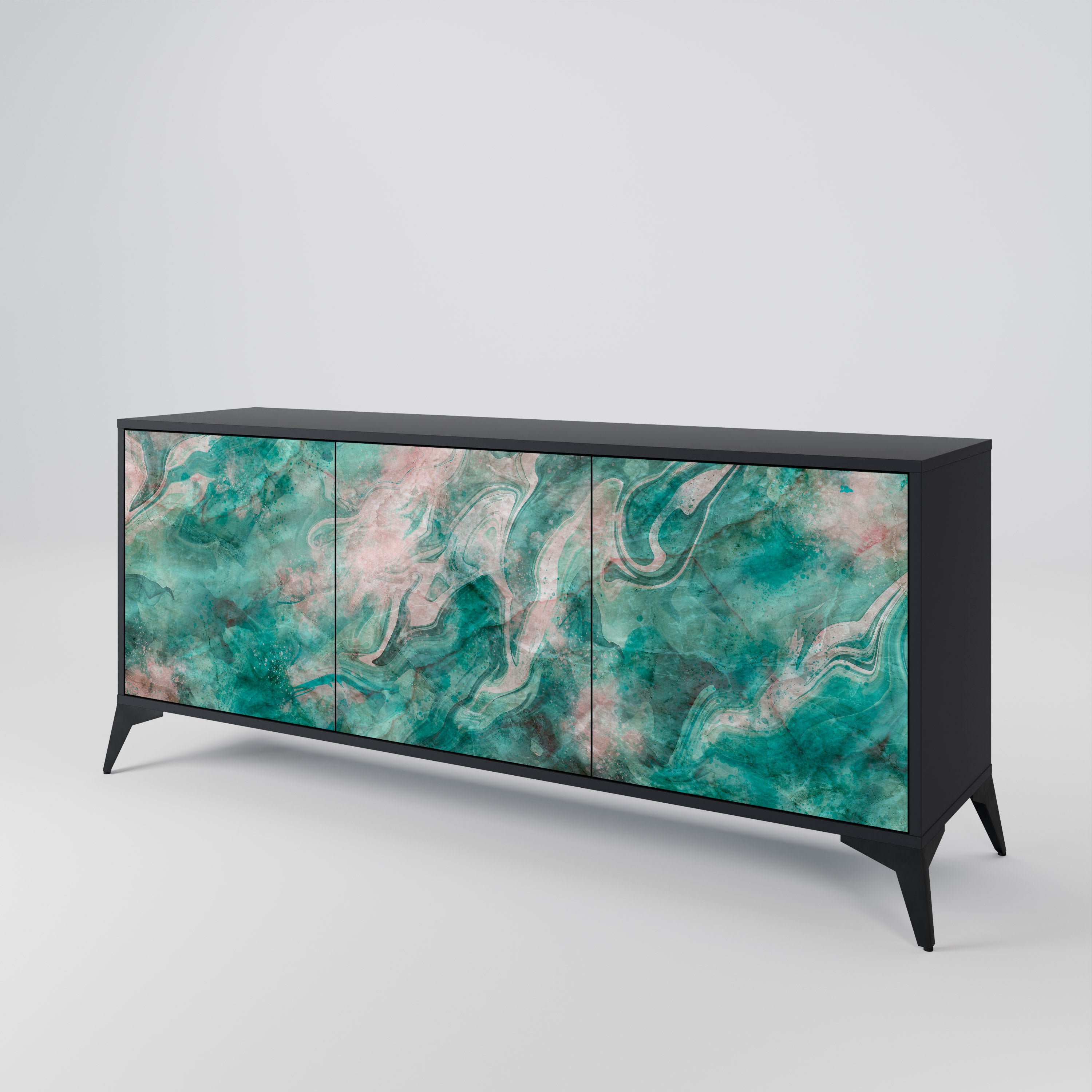 ABSTRACT ALCHEMY 3-Door Sideboard in Black Finish